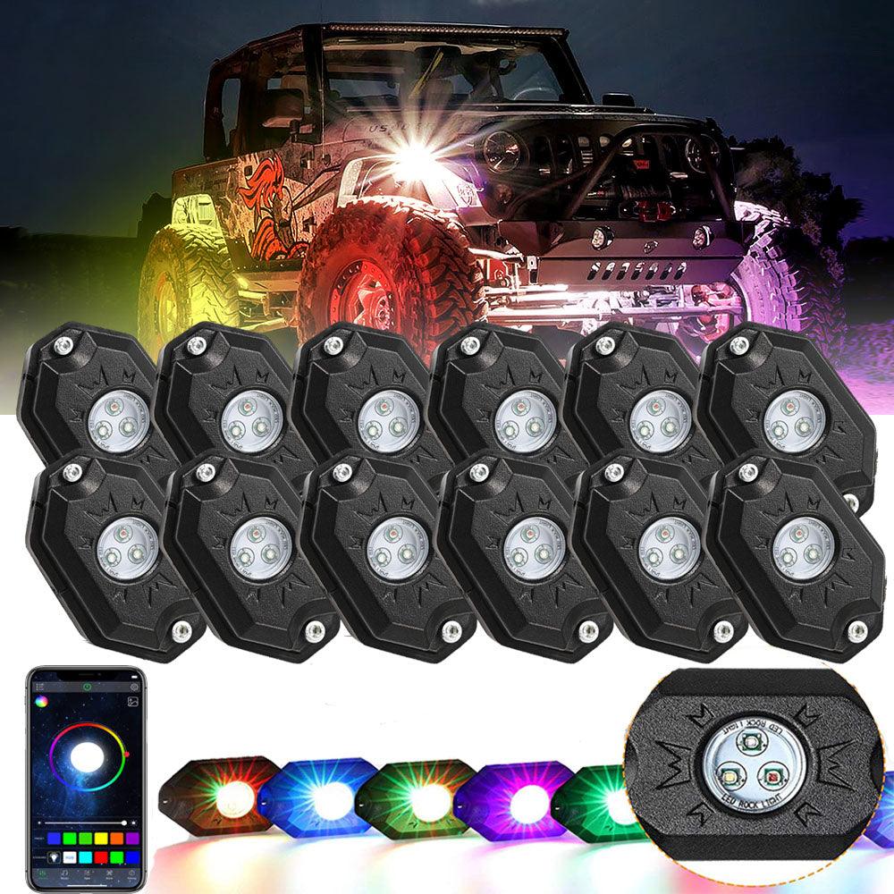 RGB LED Rock Light Set with Bluetooth Controller for GMC Sierra AT4 GMC Sierra 1500/2500/3500 - Image 18