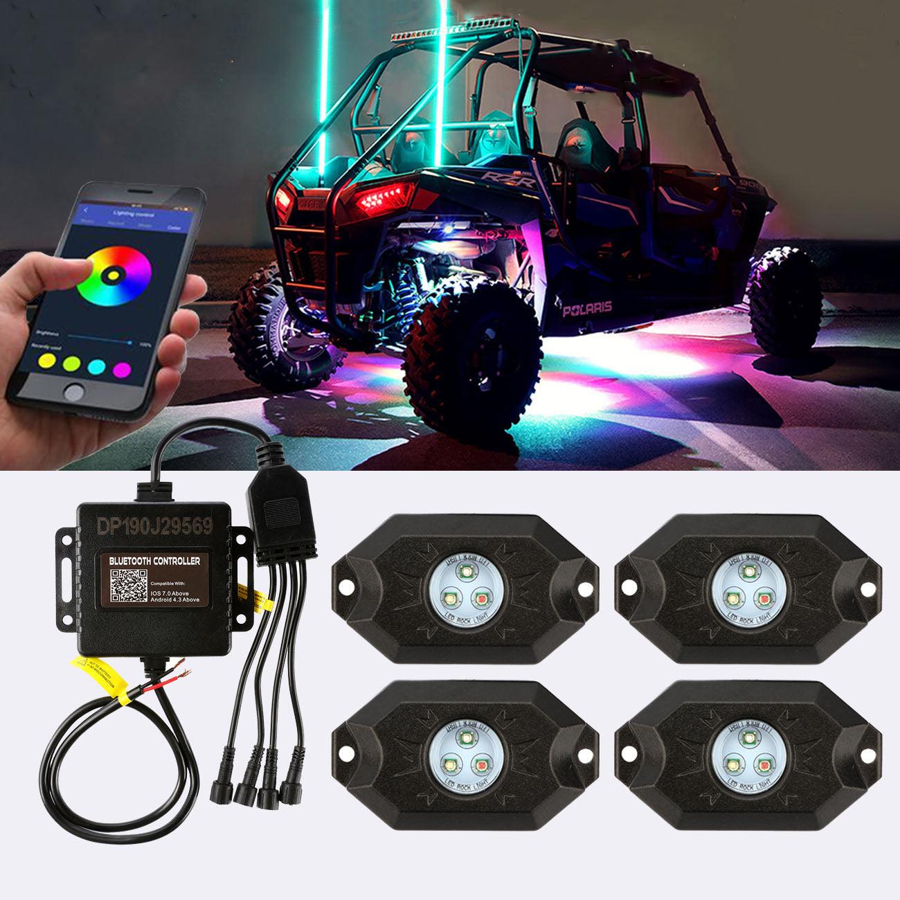 RGB LED Rock Light Set with Bluetooth Controller for ATV UTV - Image 17