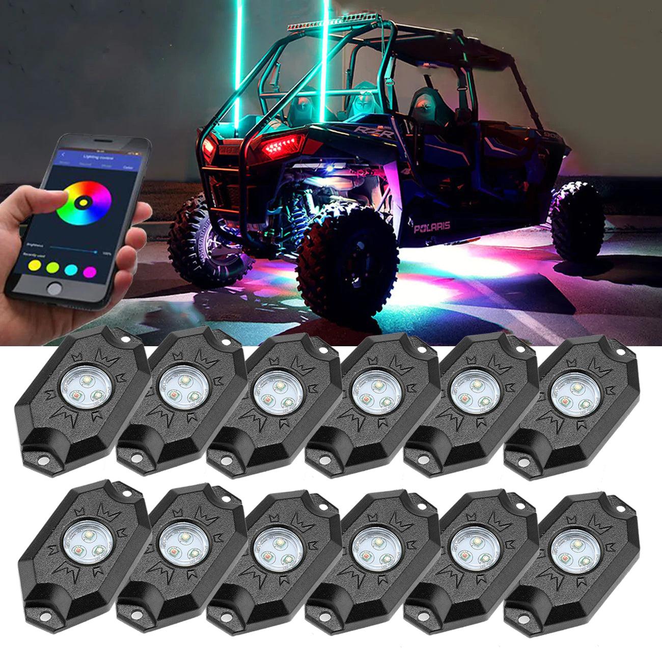 RGB LED Rock Light Set with Bluetooth Controller for ATV UTV - Image 19