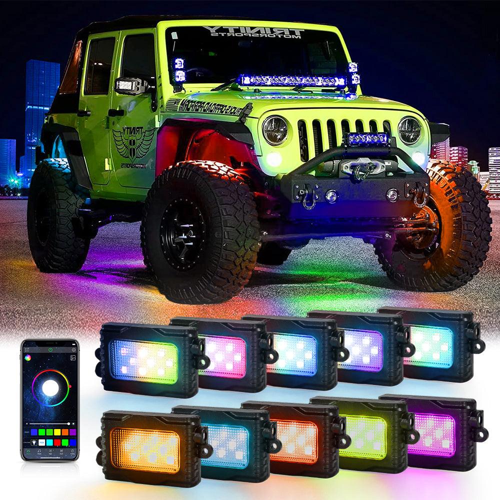 Magic Dream Color RGB LED Rock Lights Kit with Bluetooth APP Control, Multicolor Chasing Neon Underglow Lights - Image 19