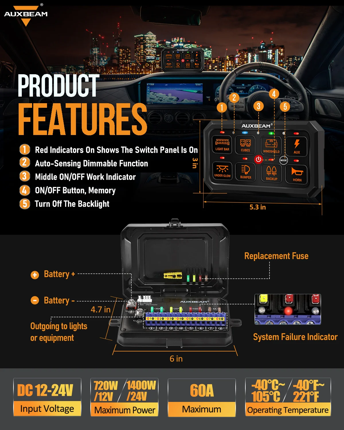 RGB Series 8 Gang (RA80 XL) Switch Panel, Larger Size, Toggle/ Momentary/ Pulsed Mode Supported - Image 3
