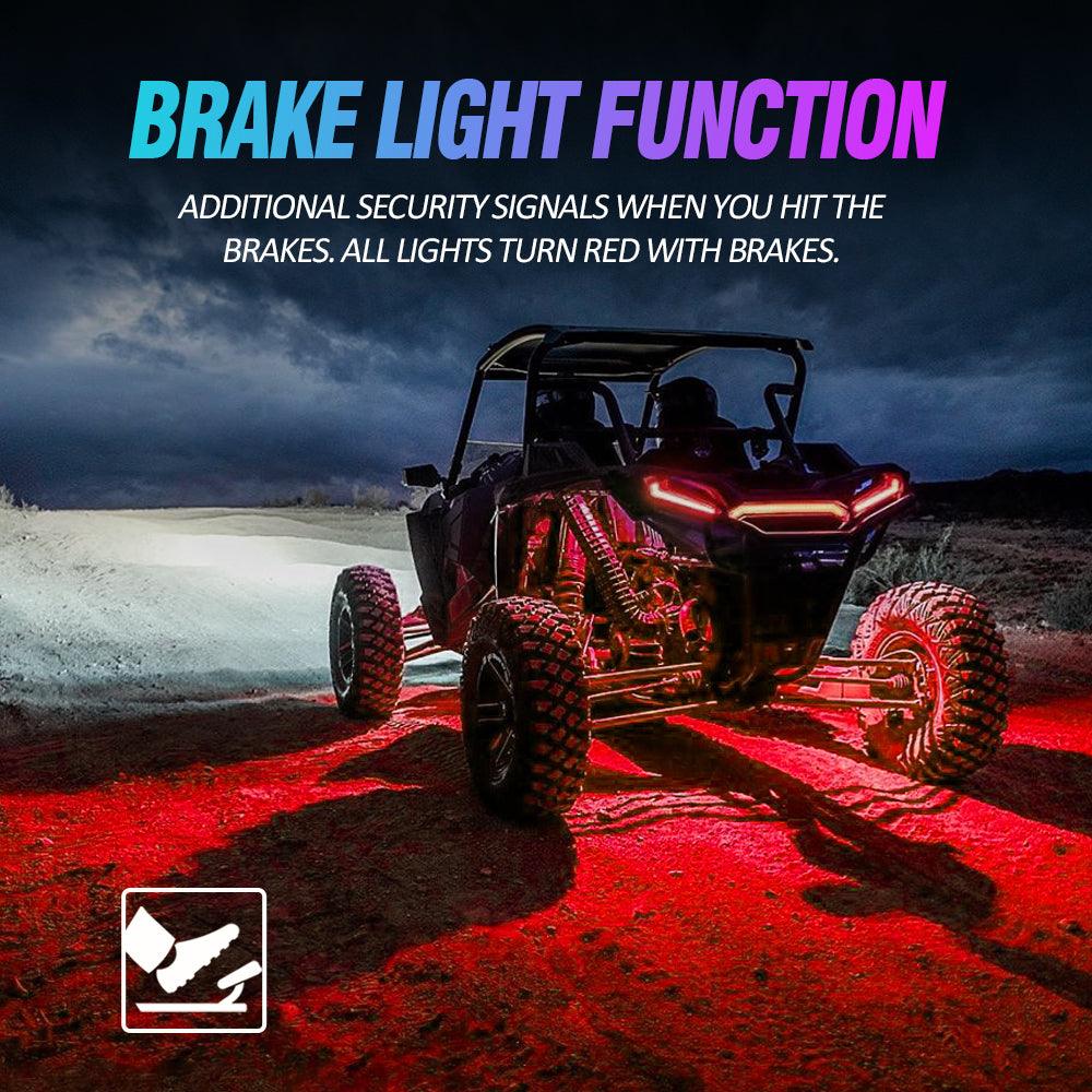 RGBW LED Rock Lights Kit with Bluetooth APP & Wireless Remote Control, Multicolor Neon Underglow Lights with Brake Light function - Image 4