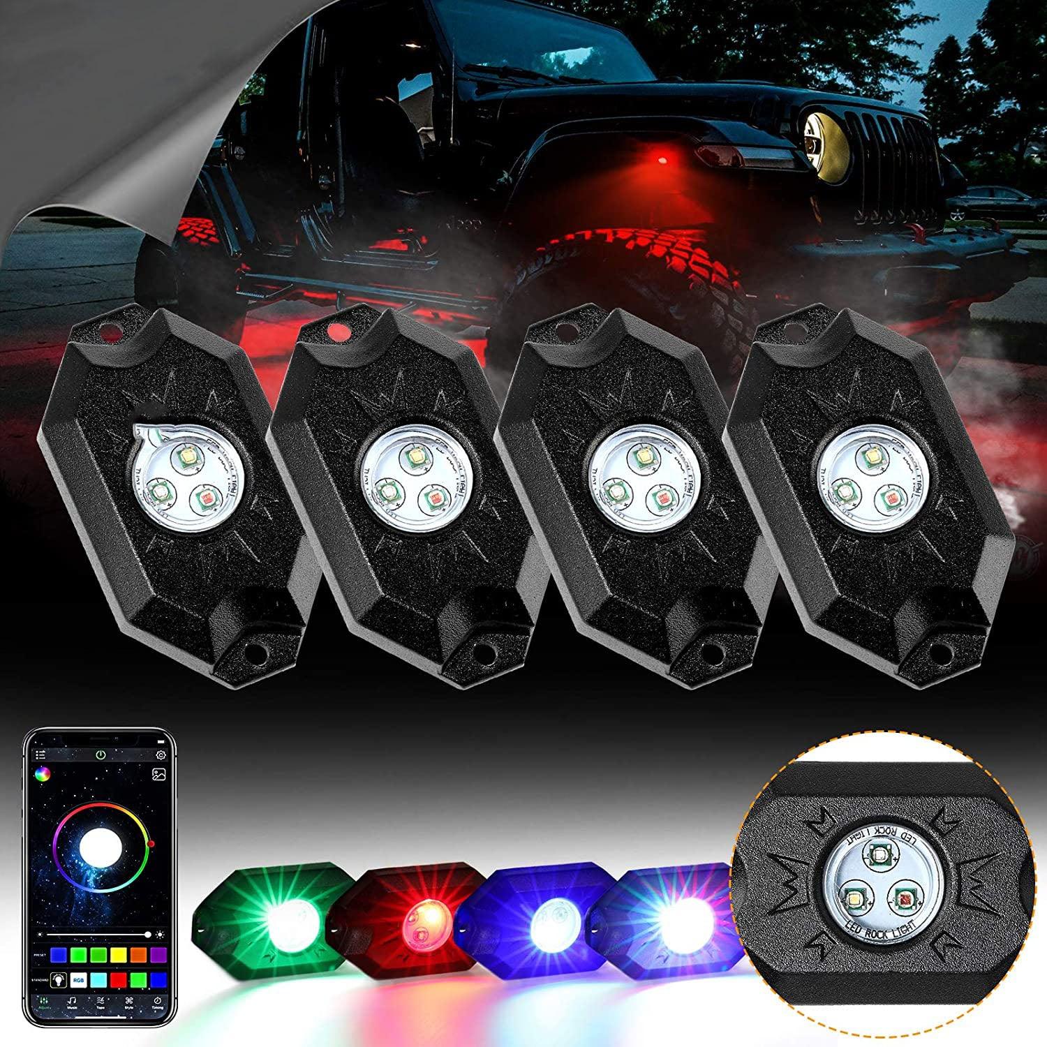 (4Pcs/8Pcs/12Pcs Set) RGB LED Rock Light Set with Bluetooth Controller - Image 17