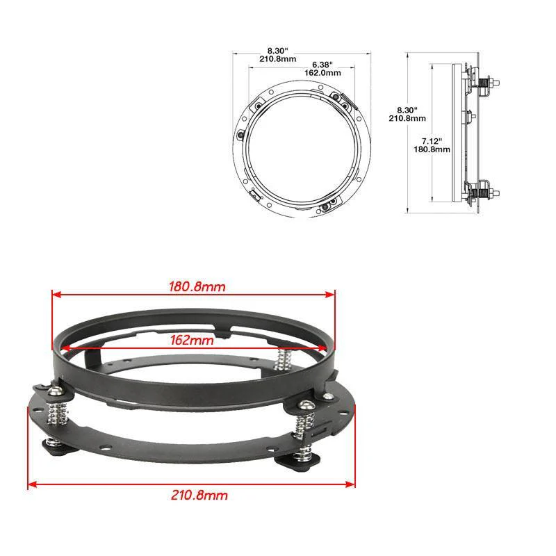 7'' ROUND LED LIGHT MOUNTING RING FOR HARLEY DAVIDSON MODELS - Image 8