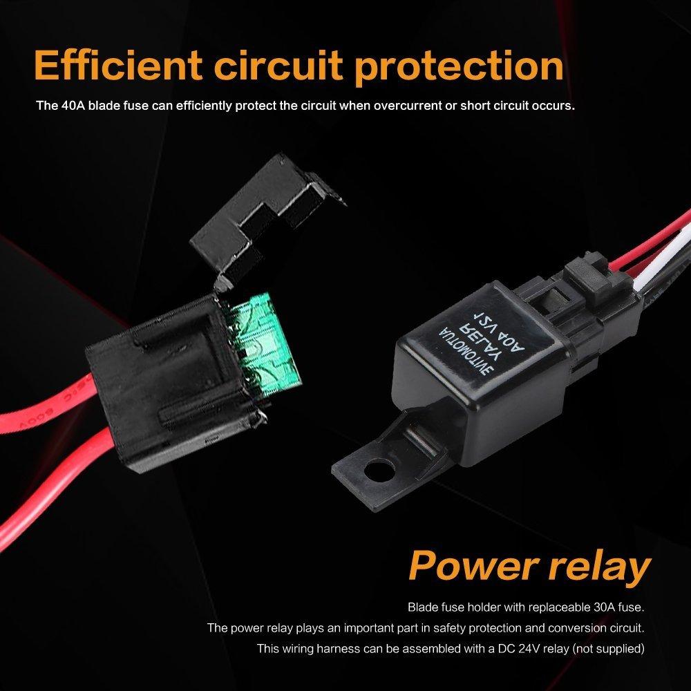 (1 Lead) LED Light Bar Wiring Harness Kit with Fuse Relay ON/Off Switch for LED Off-Road Driving Work Light - Image 3