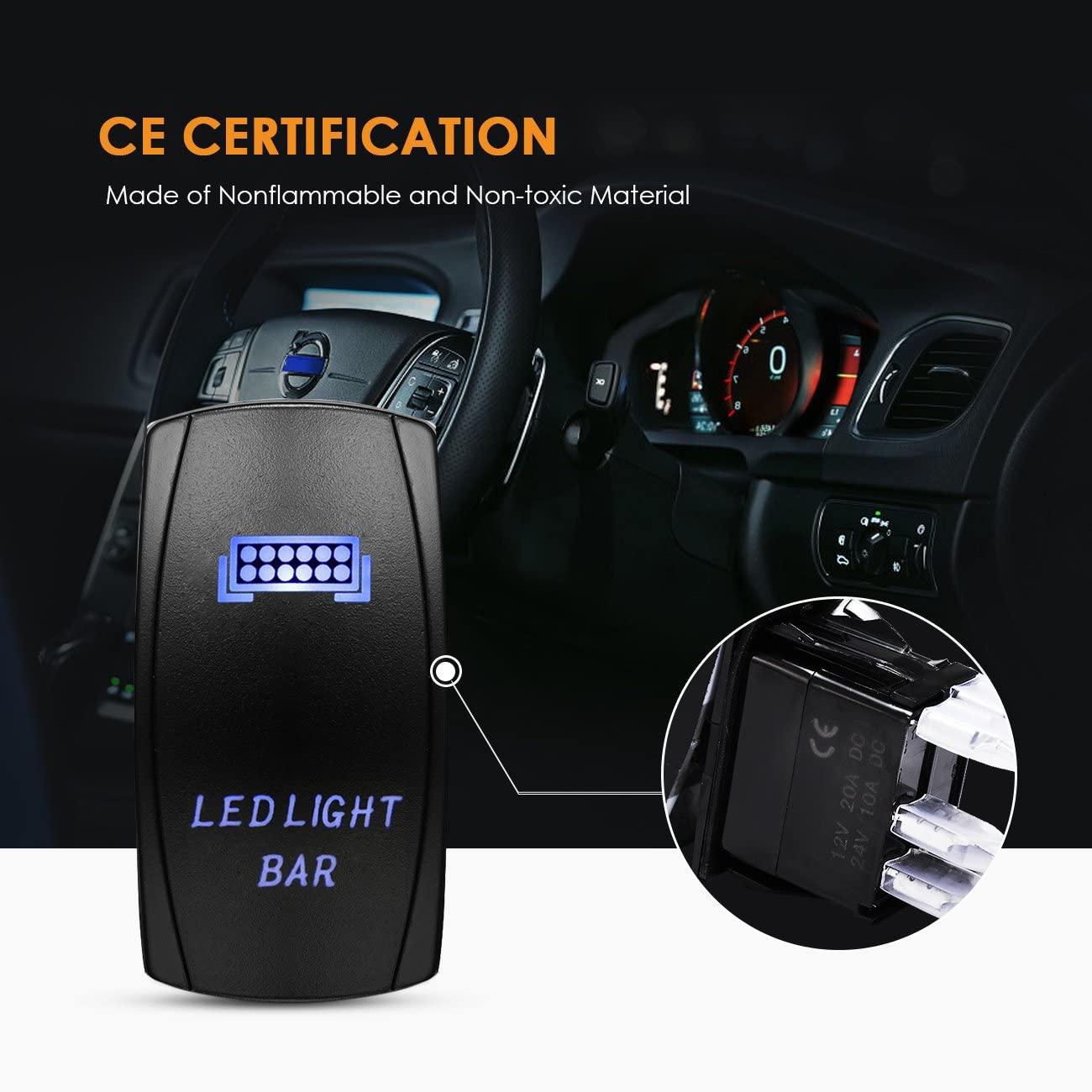 (2 Leads)LED Light Bar Rocker Switch with 3Pcs Switching Lines Wiring Loom Harness Kit with Fuse and Relay - Image 6