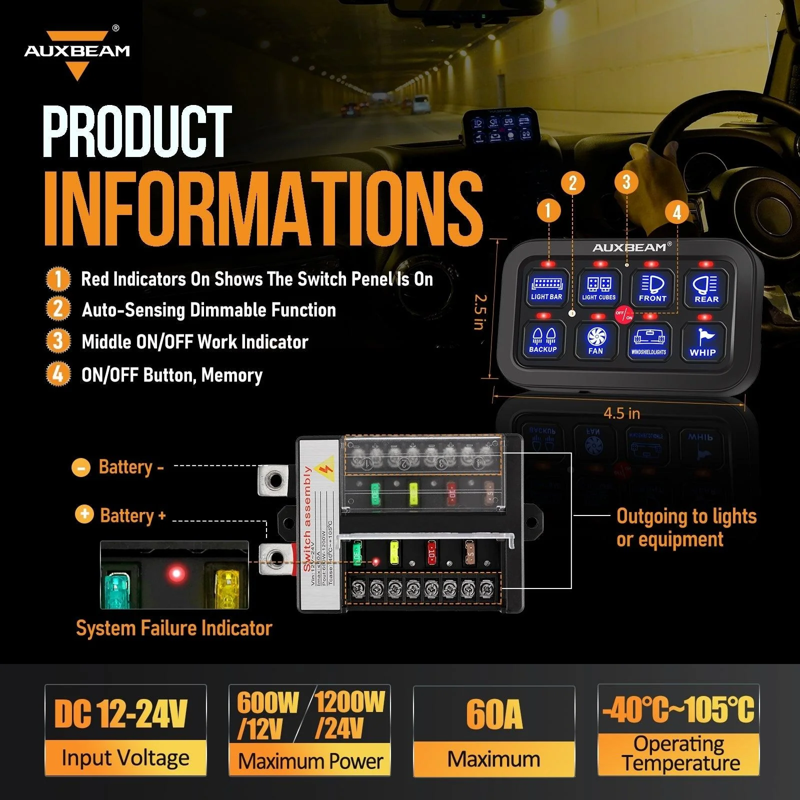 6/8 Gang LED Switch Panel, Off Road Light Controller - Image 9