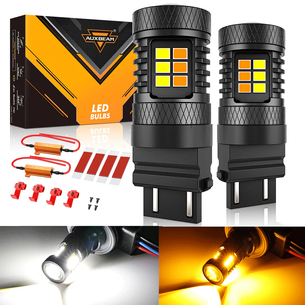 (2pcs/set) White&Amber Switchback Bake/Reverse/Tail Light LED Bulbs with Canbus-Decode - Image 12