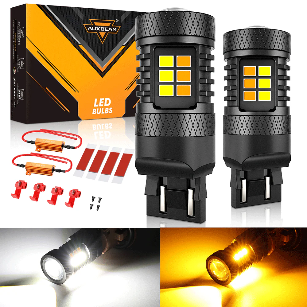 (2pcs/set) White&Amber Switchback Bake/Reverse/Tail Light LED Bulbs with Canbus-Decode - Image 13