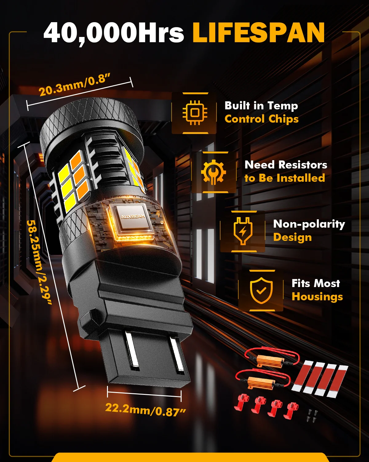 (2pcs/set) White&Amber Switchback Bake/Reverse/Tail Light LED Bulbs with Canbus-Decode - Image 8