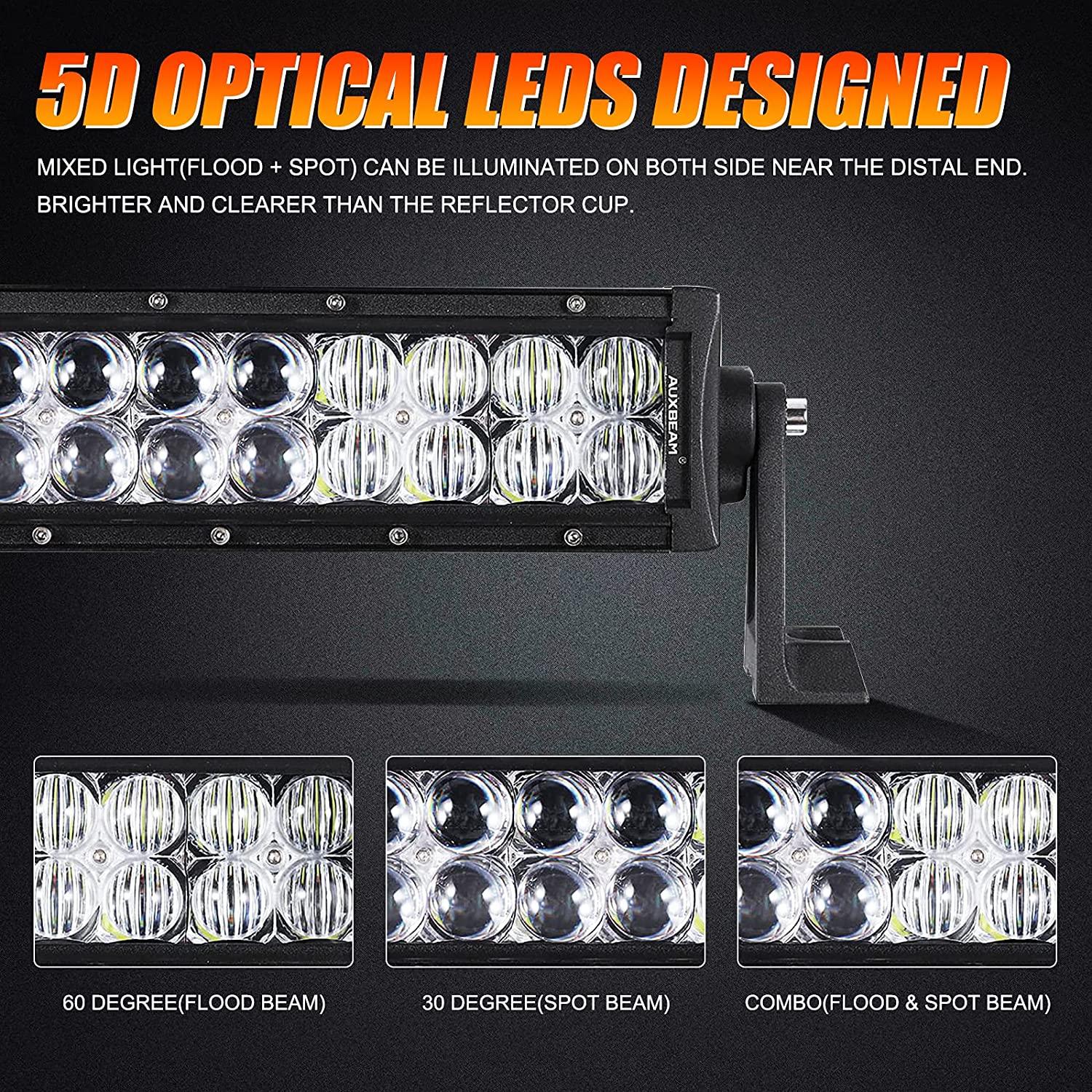 5D Series 22 Inch/32 Inch/42 Inch/50 Inch/52 Inch Combo Beam Straight/Curved Double Row LED Light Bar - Image 4