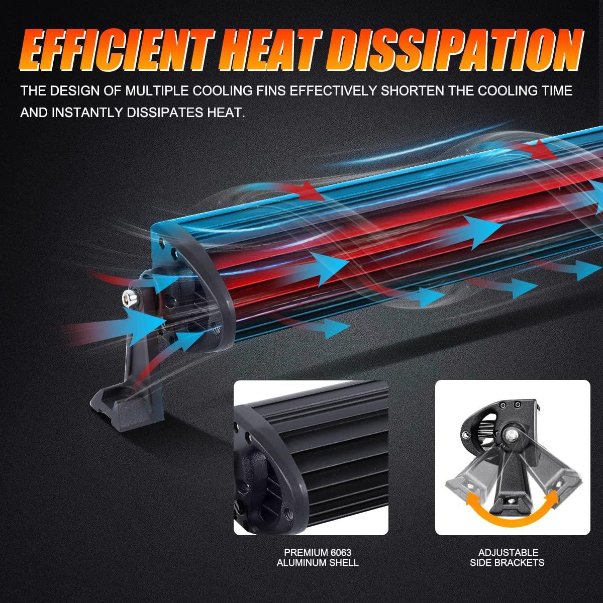 5D Series 22 Inch/32 Inch/42 Inch/50 Inch/52 Inch Combo Beam Straight/Curved Double Row LED Light Bar - Image 6