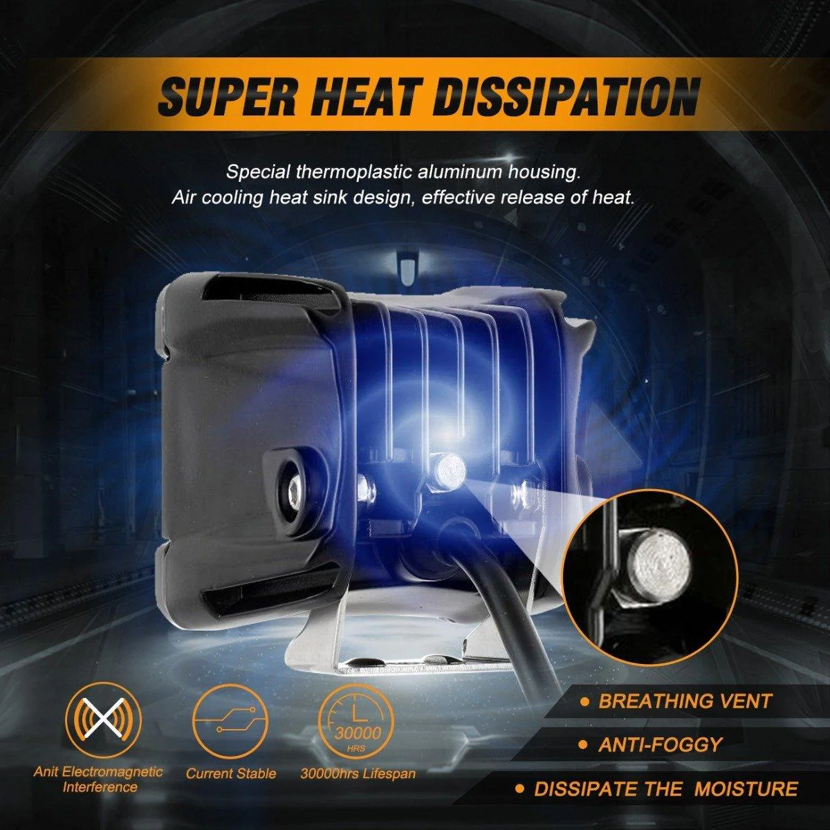 3" 40W LED Pods Light Spot/Flood with wiring harness for SUV ATV UTV Trucks Pickup Boat - Image 5