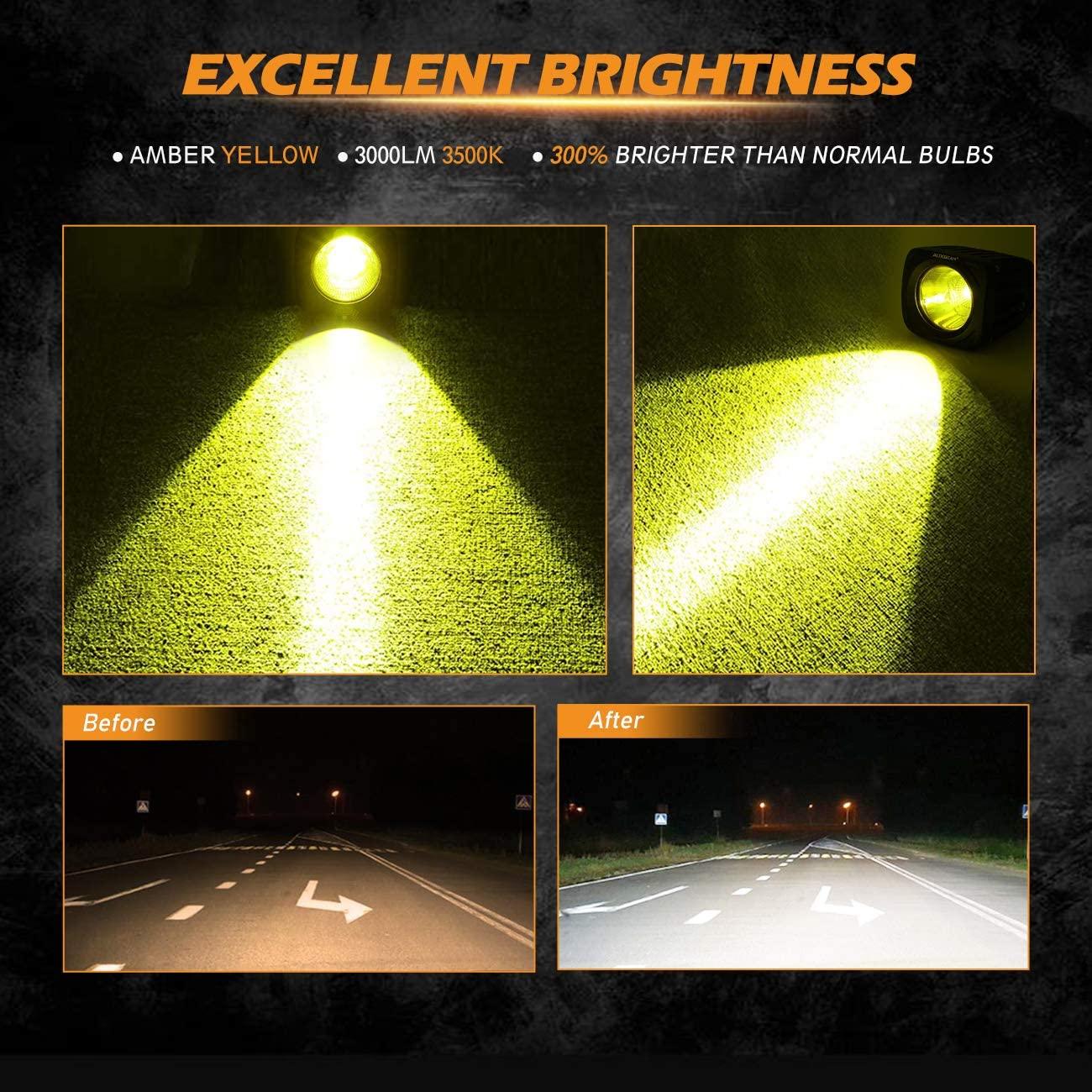 3.5" 50W Round/Square LED Driving Lights Combo White/Yellow with wiring harness for SUV ATV UTV Trucks Pickup Boat - Image 5