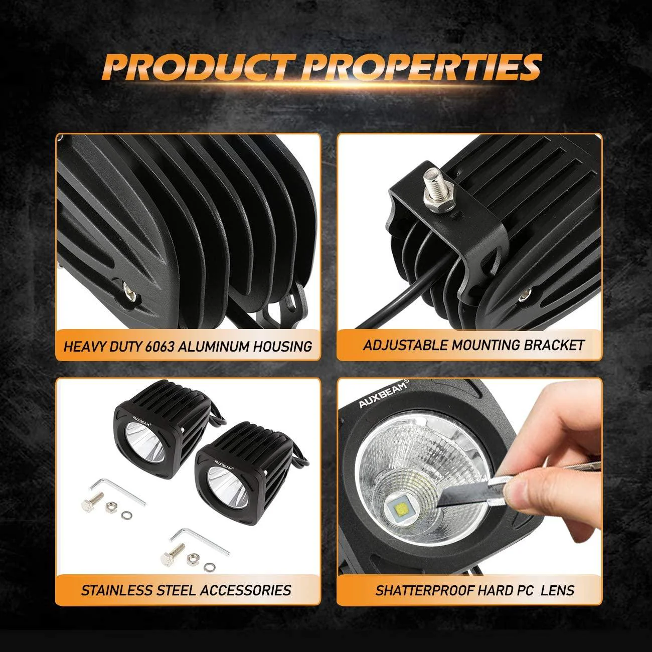 3.5" 50W Round/Square LED Driving Lights Combo White/Yellow with wiring harness for SUV ATV UTV Trucks Pickup Boat - Image 6