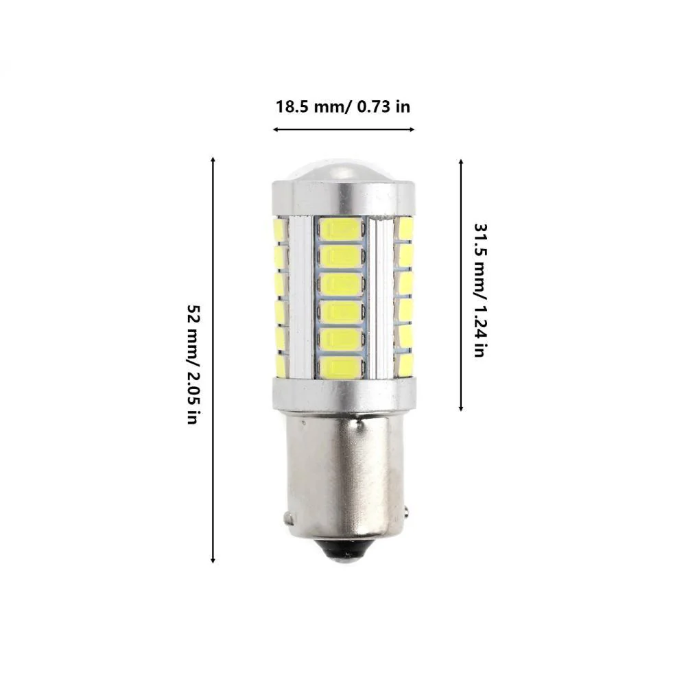 1156 P21W BA15S LED Brake/Reverse/Parking/Tail/Turn Singnal Light Bulbs 50W 8000LM Cool White/Amber/Red 33 Series | 2 Bulbs - Image 13