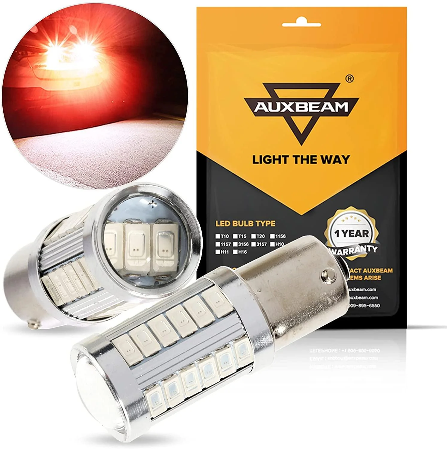1156 P21W BA15S LED Brake/Reverse/Parking/Tail/Turn Singnal Light Bulbs 50W 8000LM Cool White/Amber/Red 33 Series | 2 Bulbs - Image 14