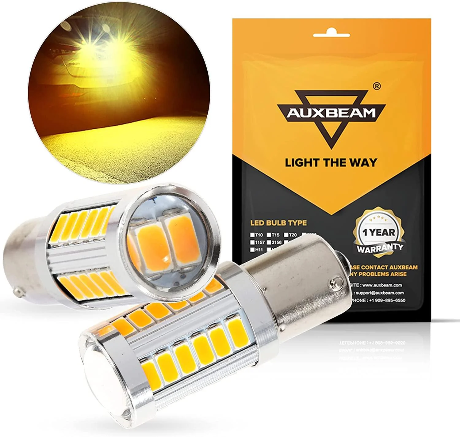 1156 P21W BA15S LED Brake/Reverse/Parking/Tail/Turn Singnal Light Bulbs 50W 8000LM Cool White/Amber/Red 33 Series | 2 Bulbs - Image 15