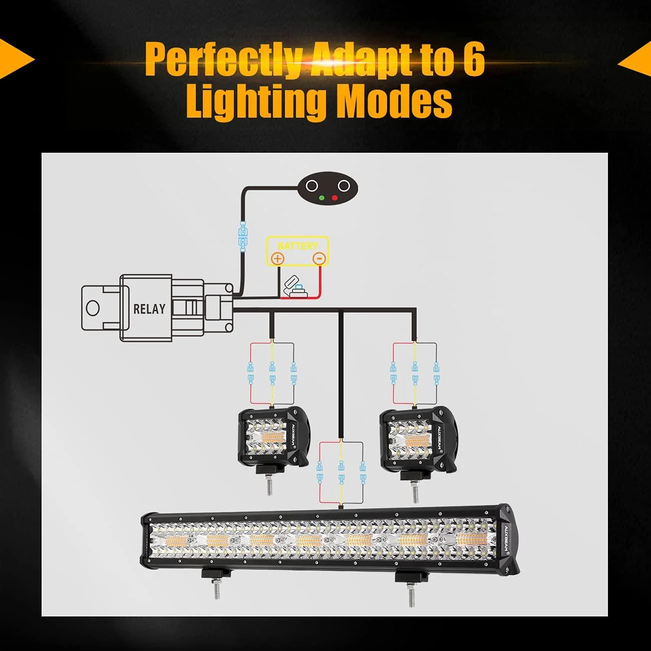 Wiring Harness 10FT, Customized for AUXBEAM 6 Modes LED Light Bar, 12V 40A Relay for Switching Between Different Modes - Image 3