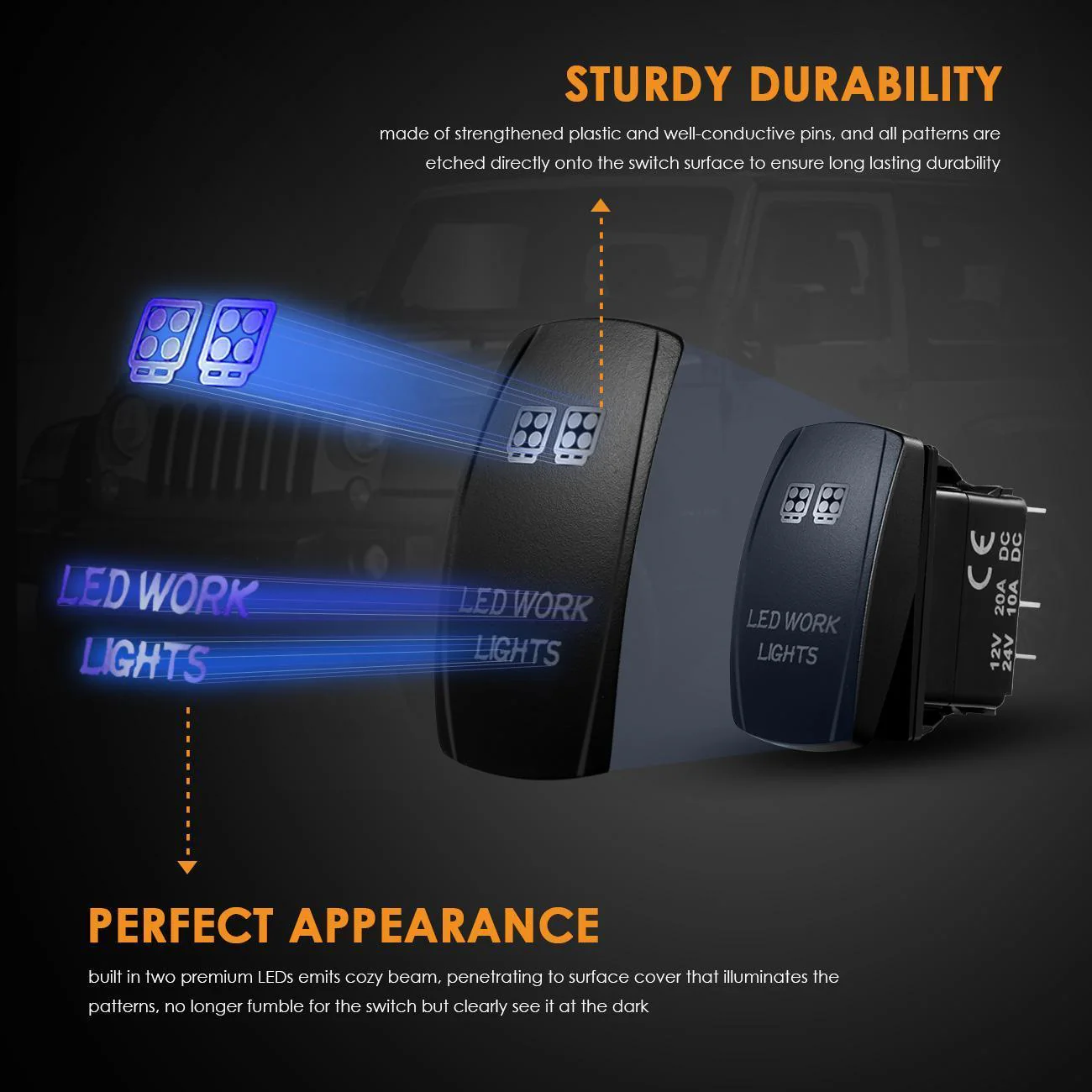 5 Pin Laser On/Off switches 20A/12V 10A/24V Switch with Jumper Wires Set for Cars,Trucks,RVs - Image 3