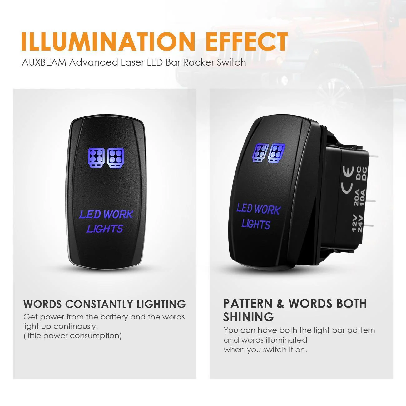 5 Pin Laser On/Off switches 20A/12V 10A/24V Switch with Jumper Wires Set for Cars,Trucks,RVs - Image 6