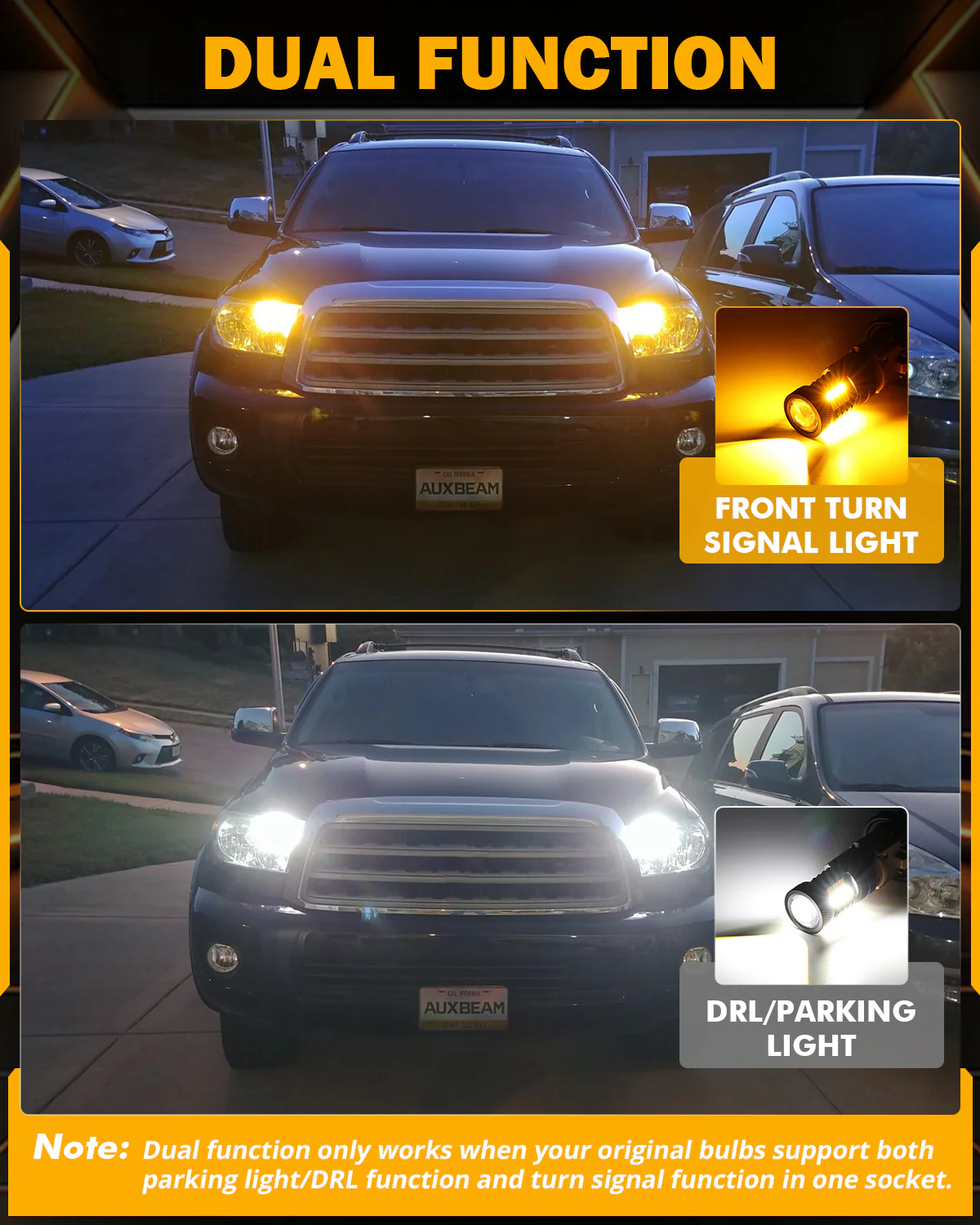 T20 7443 7440 LED Front Turn Signal & DRL Light Bulbs 400% High Brightness Dual Color Switchback White & Amber B1B Series | 2 Bulbs - Image 6