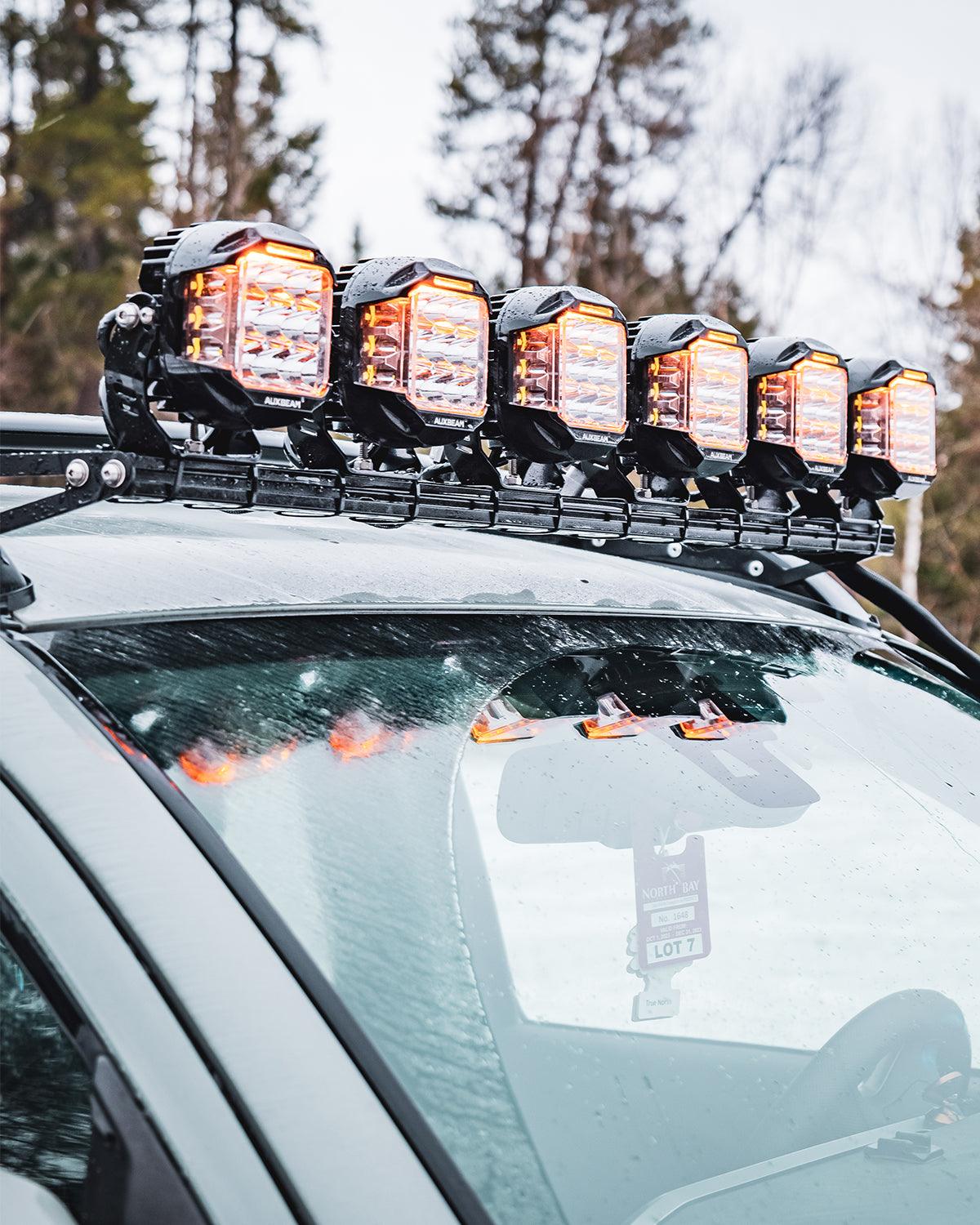 V-MAX Series | 4 Inch 92W 8960LM Spot Beam Side Shooter LED Square Pod Lights with Amber DRL - Image 4