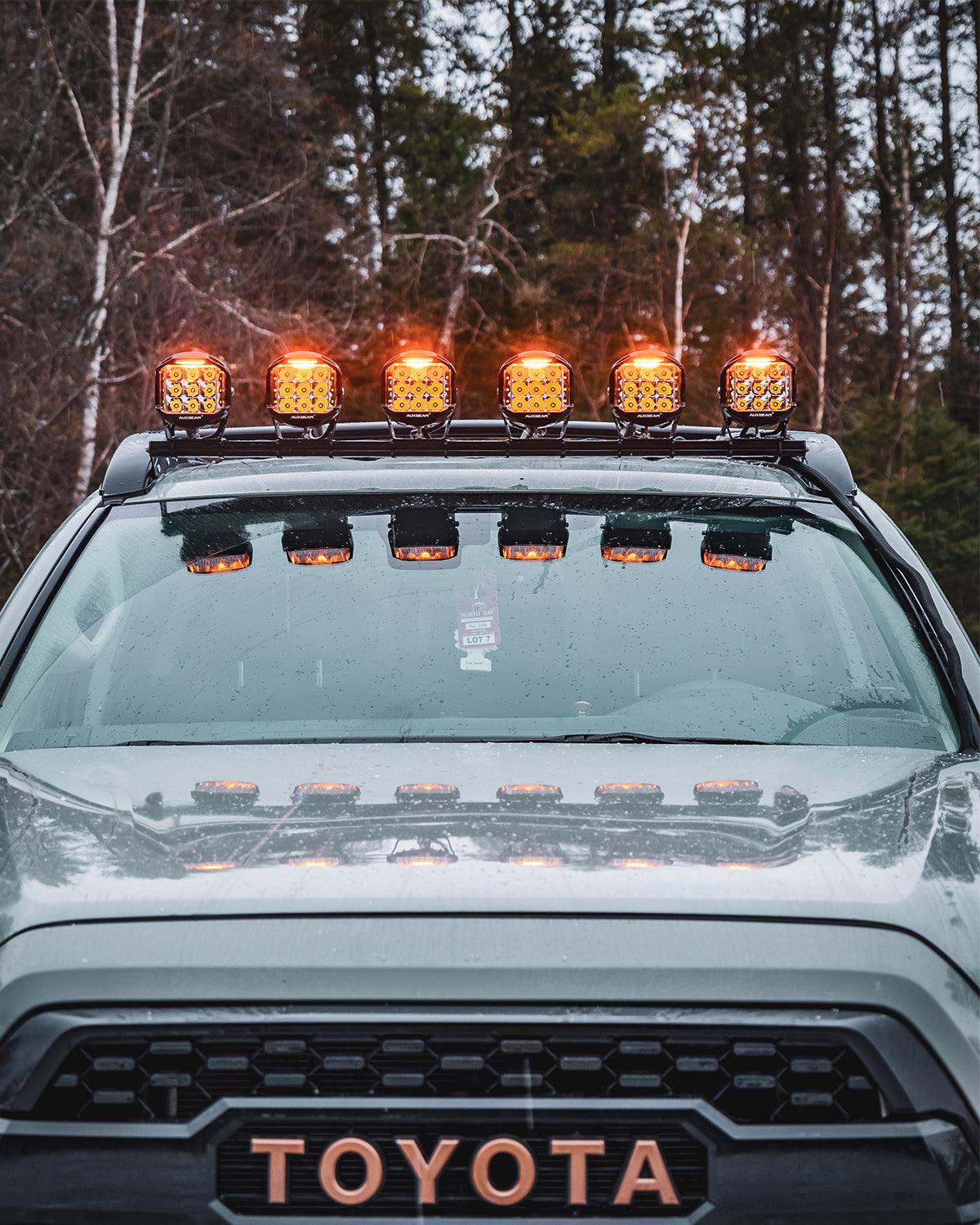 V-MAX Series | 4 Inch 92W 8960LM Spot Beam Side Shooter LED Square Pod Lights with Amber DRL - Image 5