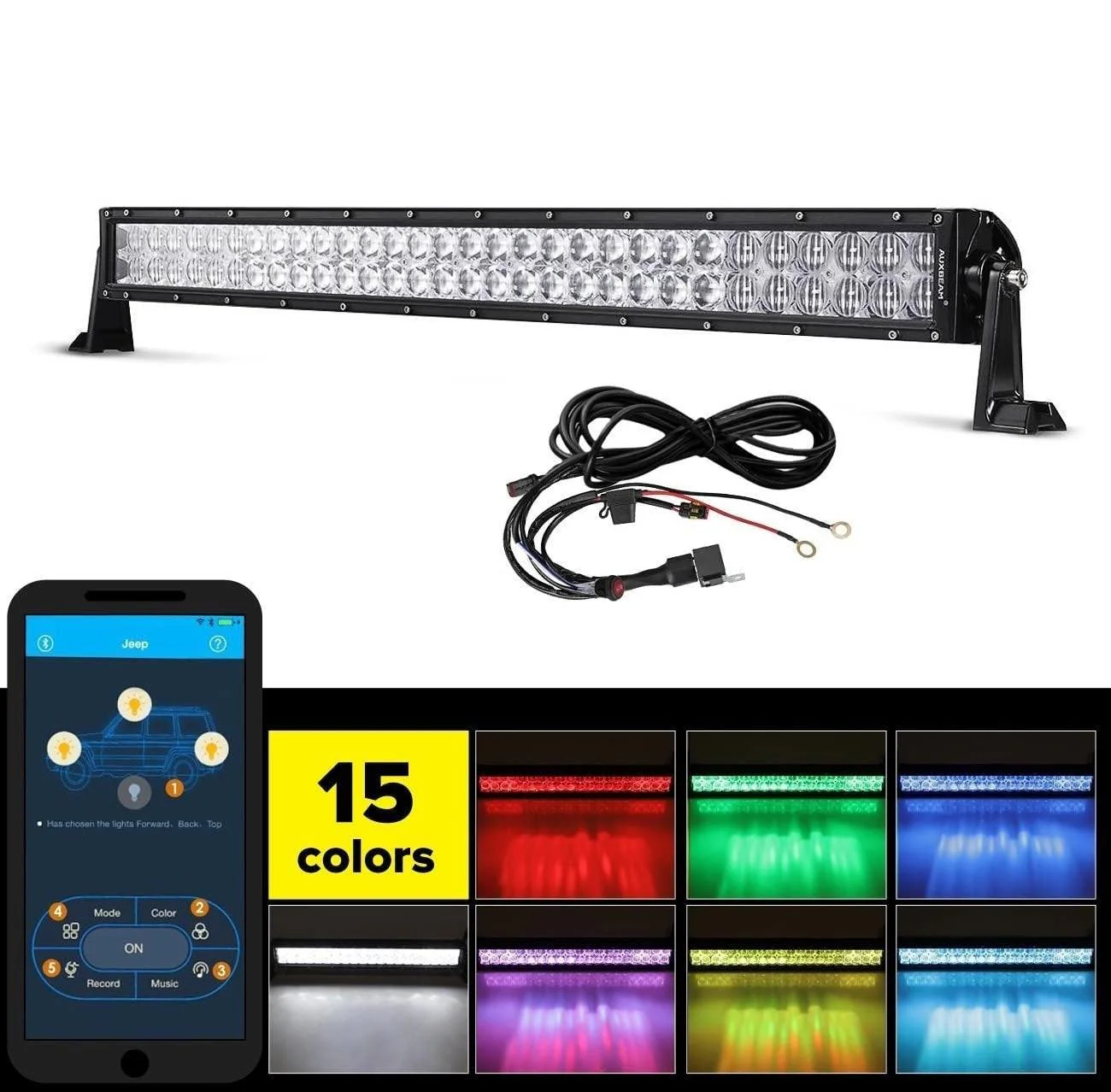 22"/32"/42" V-Series RGB Straight/Curved 5D lens Combo Beam Double Row LED Light Bar for 2002 Ford F150 - Image 15