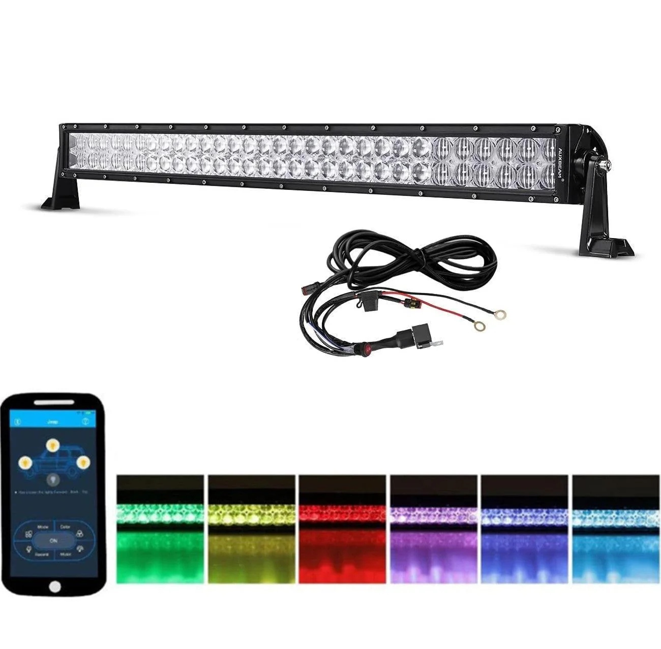 22"/32"/42" V-Series RGB Straight/Curved 5D lens Combo Beam Double Row LED Light Bar for 2002 Ford F150 - Image 19