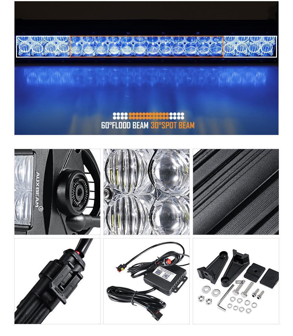22"/32"/42" V-Series RGB Straight/Curved 5D lens Combo Beam Double Row LED Light Bar for 2002 Ford F150 - Image 6