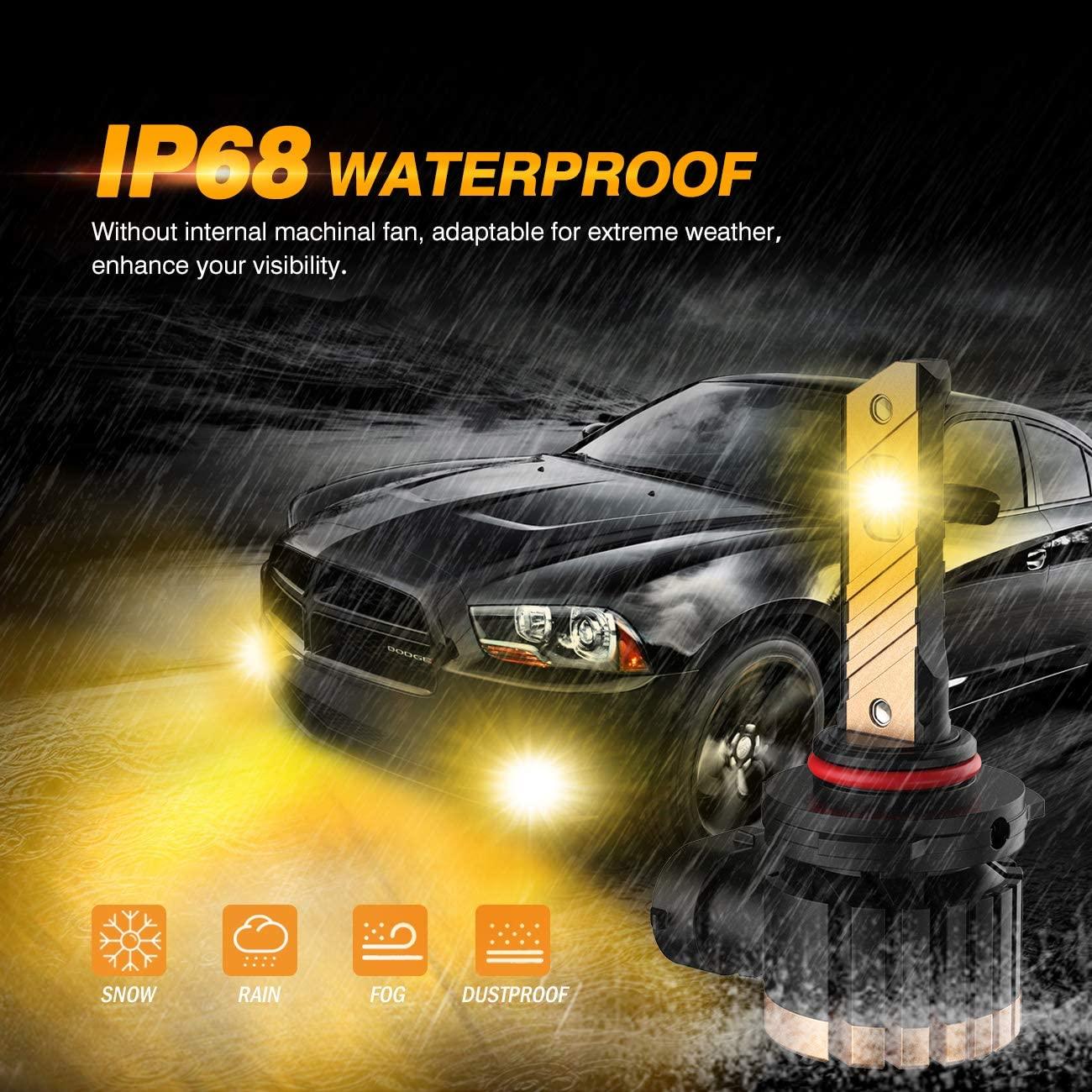 H10 9145 9140 HB3 LED Fog Light/DRL Bulbs 44W 8000LM 3000K Golden Yellow Z3 Series | 2 Bulbs - Image 8