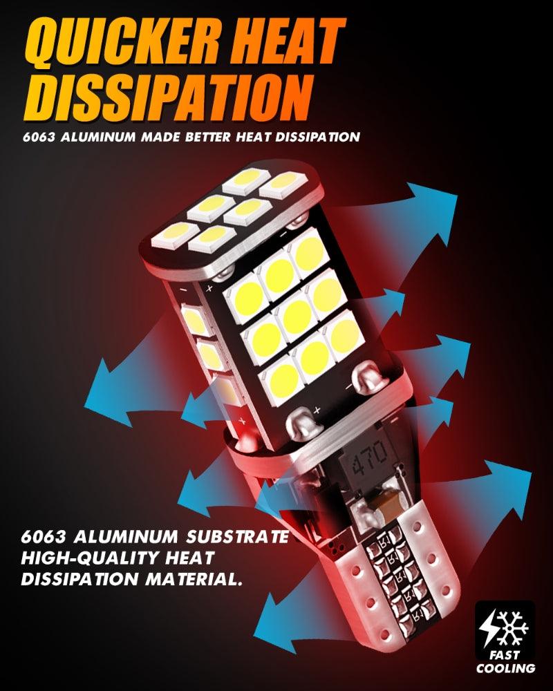 912 921 T15 W16W LED Back-up/Brake/Tail Light Bulbs 10W 300% High Brightness CAN-Bus Error Free 6500K White | 2 Bulbs - Image 15