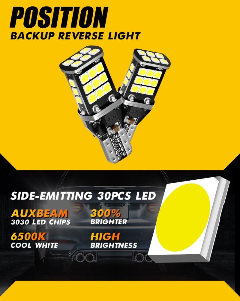 912 921 T15 W16W LED Back-up/Brake/Tail Light Bulbs 10W 300% High Brightness CAN-Bus Error Free 6500K White | 2 Bulbs - Image 5