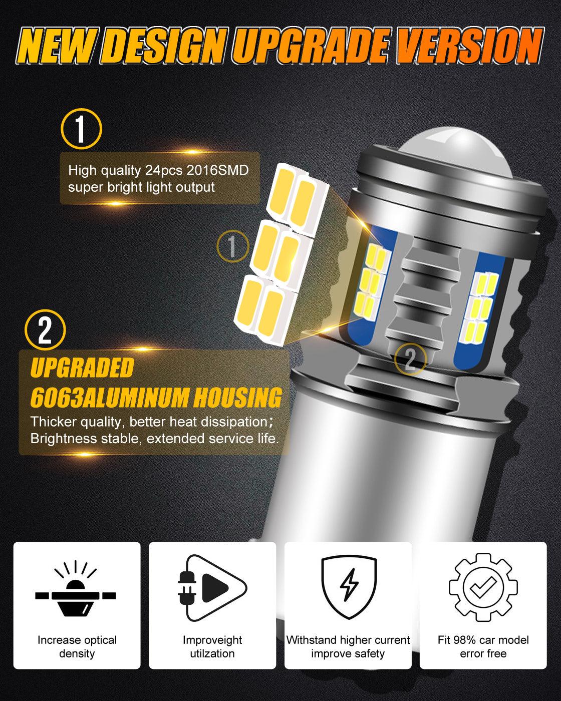 (2pcs/set) 1157/BAY15D Y2 Series 3-Sides Cool White LED Brake/Turn Single/Back-up/Side Maker/DRL - Image 5