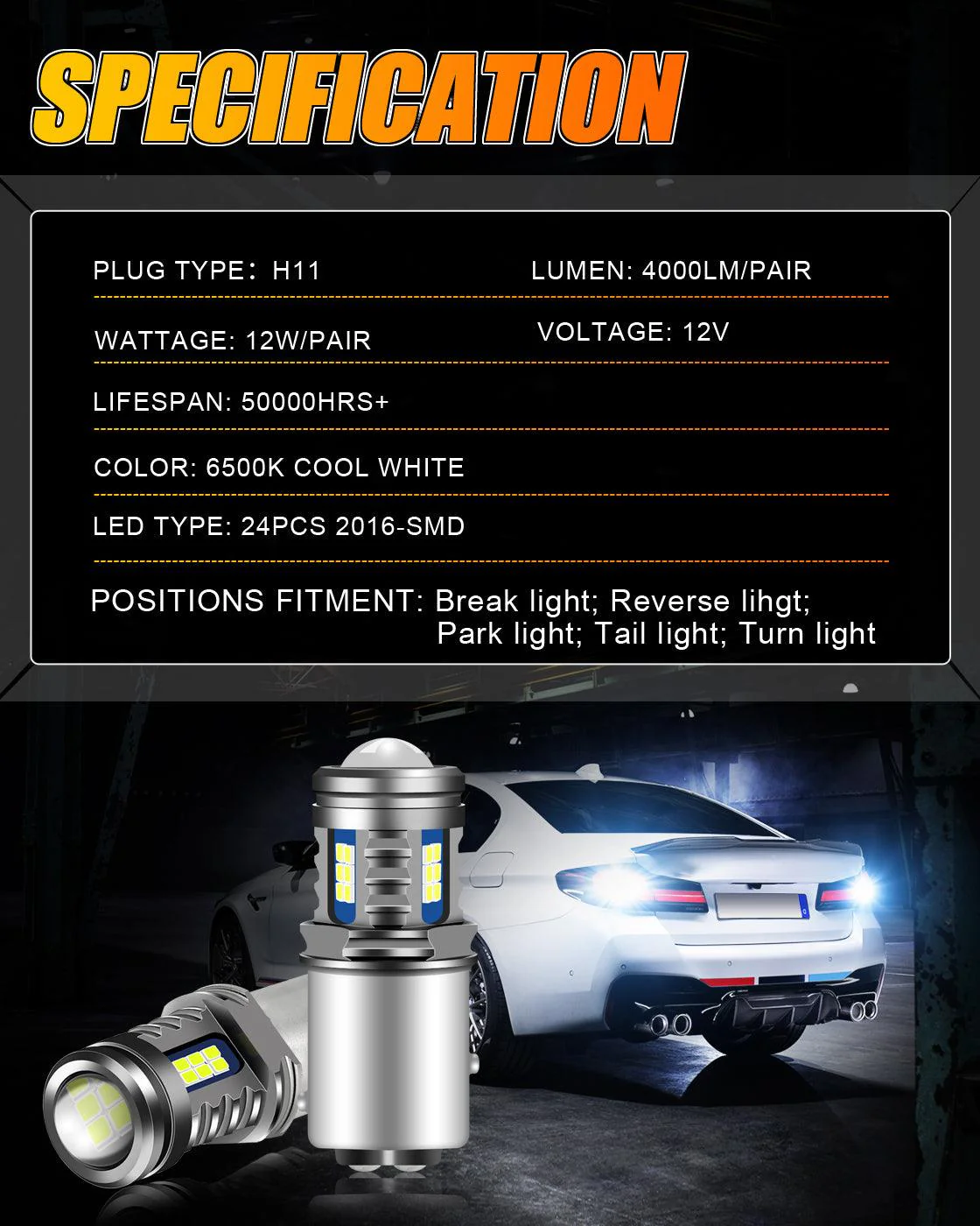 (2pcs/set) 1157/BAY15D Y2 Series 3-Sides Cool White LED Brake/Turn Single/Back-up/Side Maker/DRL - Image 6