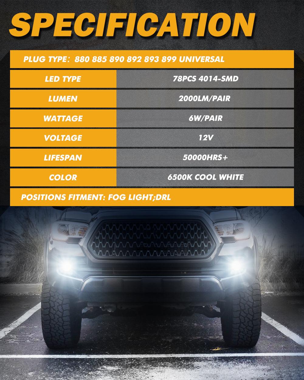 881 886 889 894 896 898 LED Fog Light/DRL Bulbs 6W 2000ML 6500K White | 2 Bulbs - Image 4