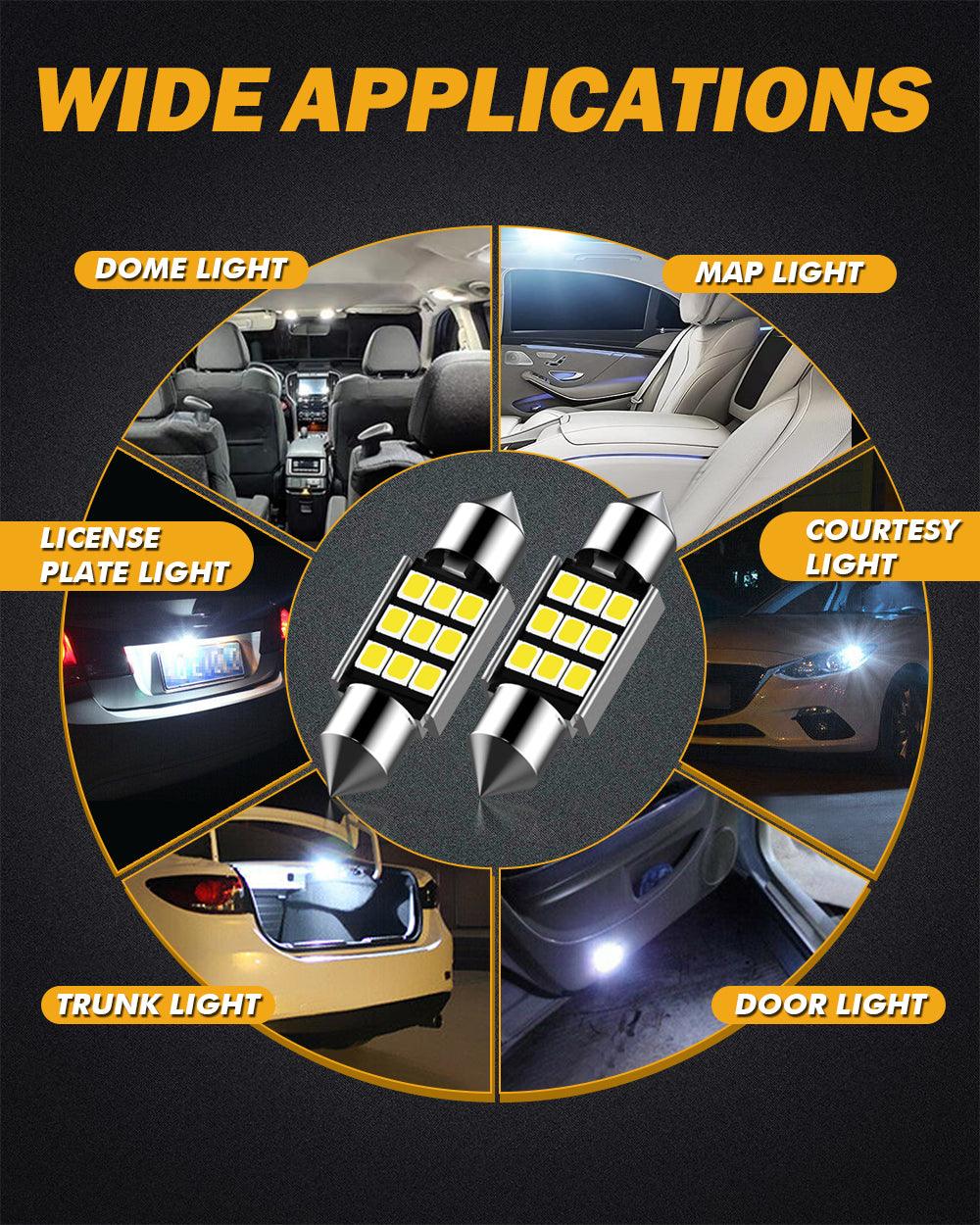 36MM DE3174 1.42" Festoon LED Interior/Dome/Map/License Plate Light Bulbs 2.7W 300LM 6500K White | 2 Bulbs - Image 3