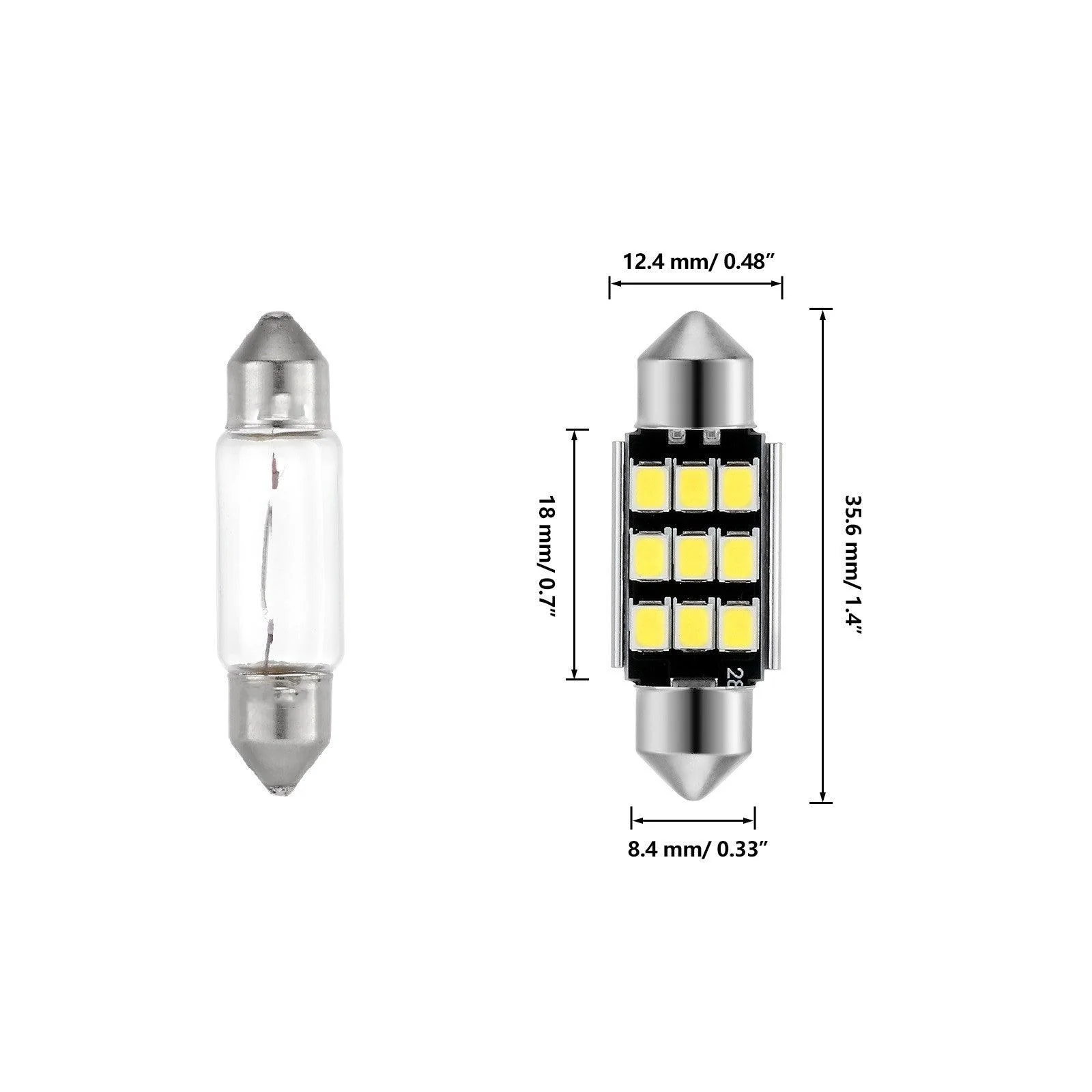 36MM DE3174 1.42" Festoon LED Interior/Dome/Map/License Plate Light Bulbs 2.7W 300LM 6500K White | 2 Bulbs - Image 9