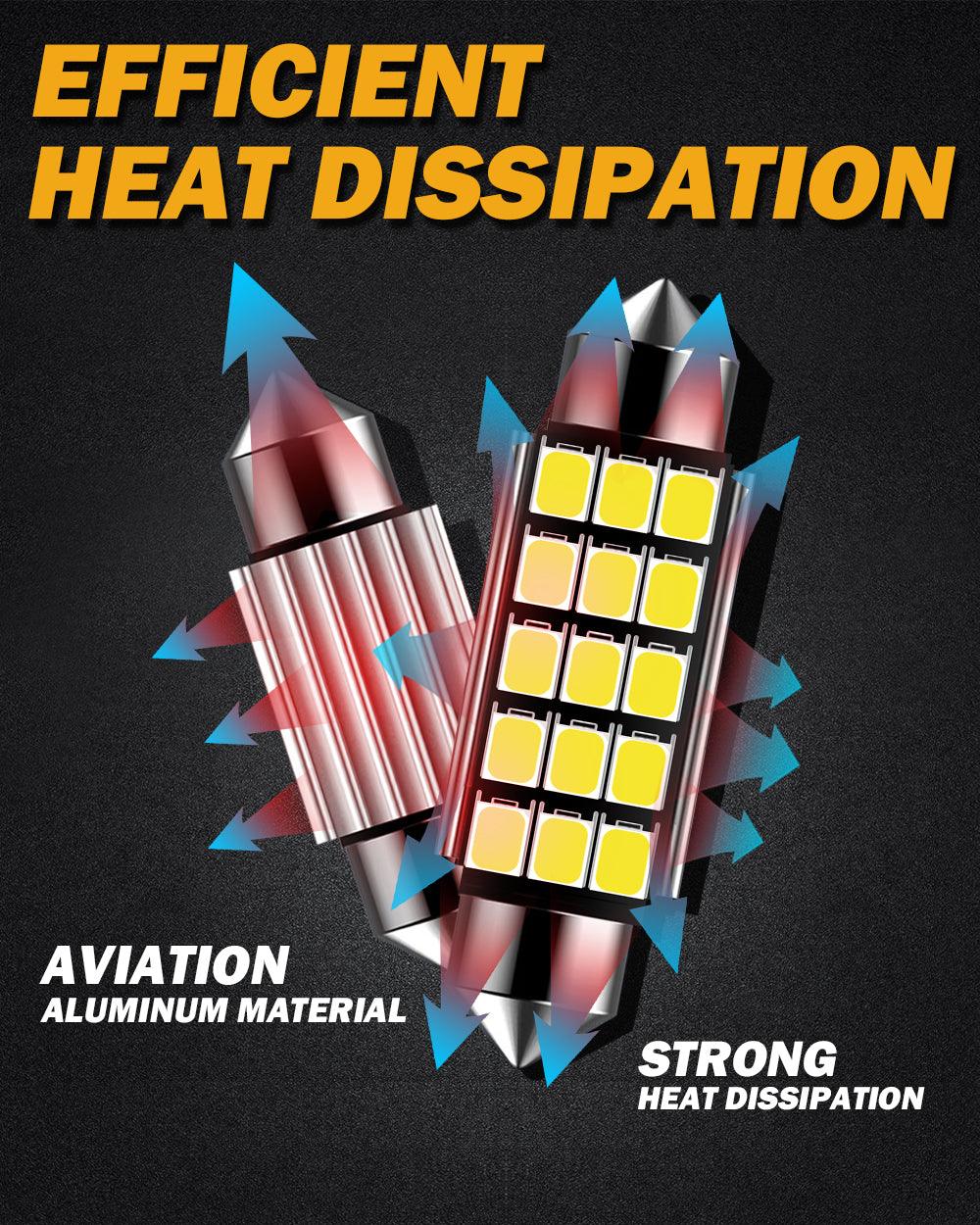 41MM 578 211-2 212-2 214-2 1.61" Festoon LED Interior/Dome/Map/License Plate Light Bulbs 2.7W 500LM 6500K White | 2 Bulbs - Image 5