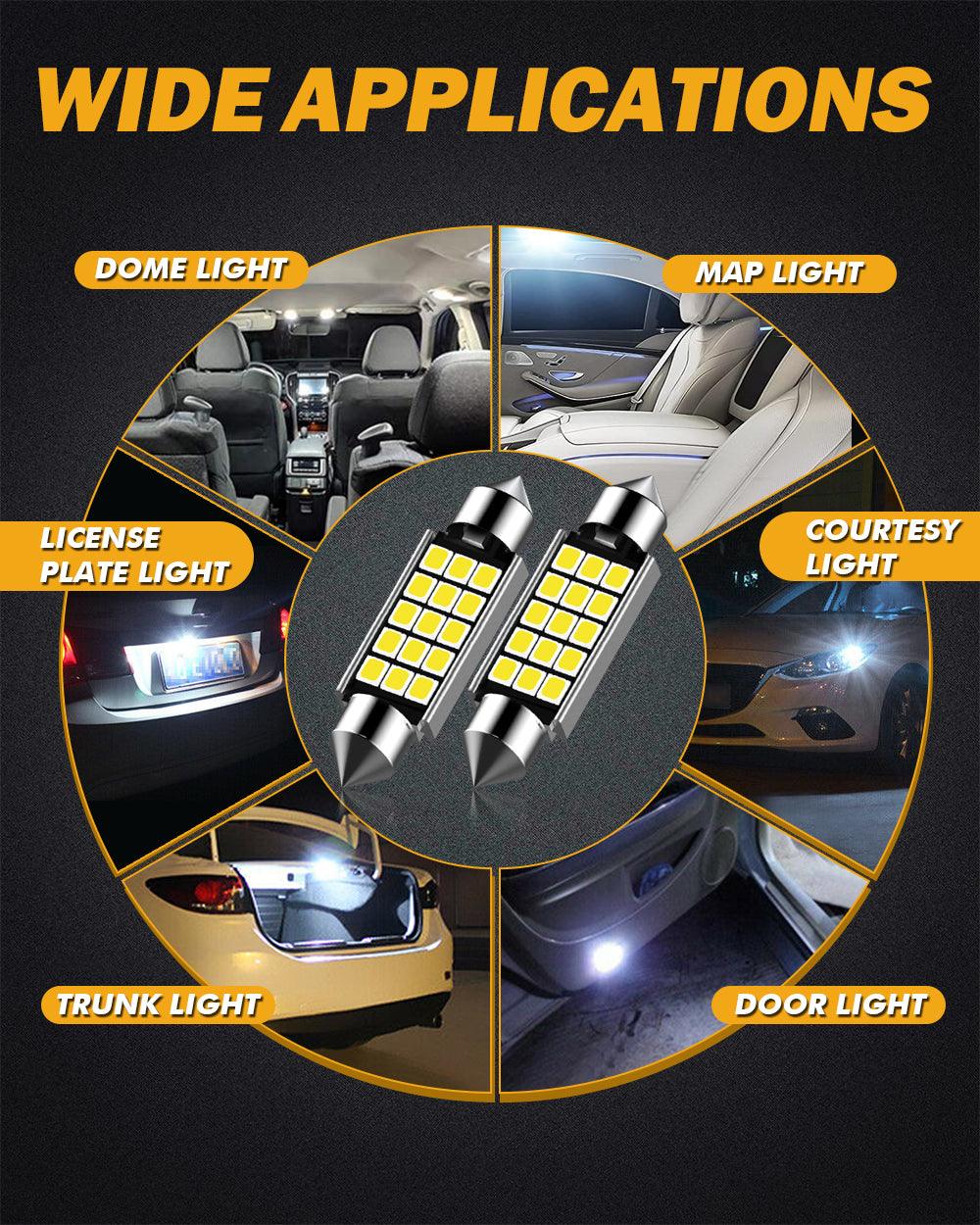 41MM 578 211-2 212-2 214-2 1.61" Festoon LED Interior/Dome/Map/License Plate Light Bulbs 2.7W 500LM 6500K White | 2 Bulbs - Image 7