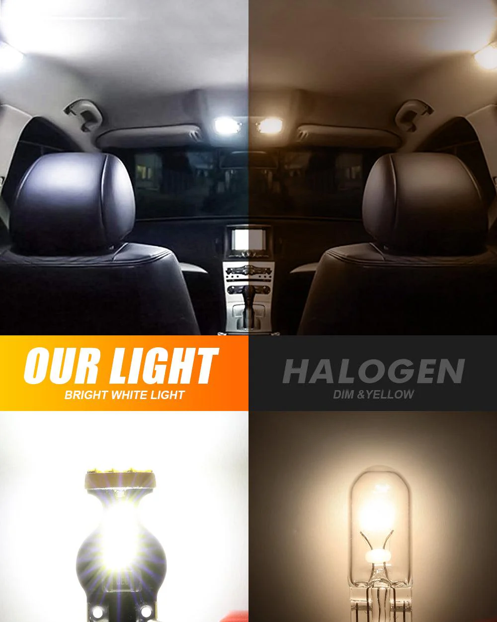 168 2825 W5W T10 LED Interior Light Bulbs 1.5W 300% Brighter 6500K White | 10 Bulbs - Image 10