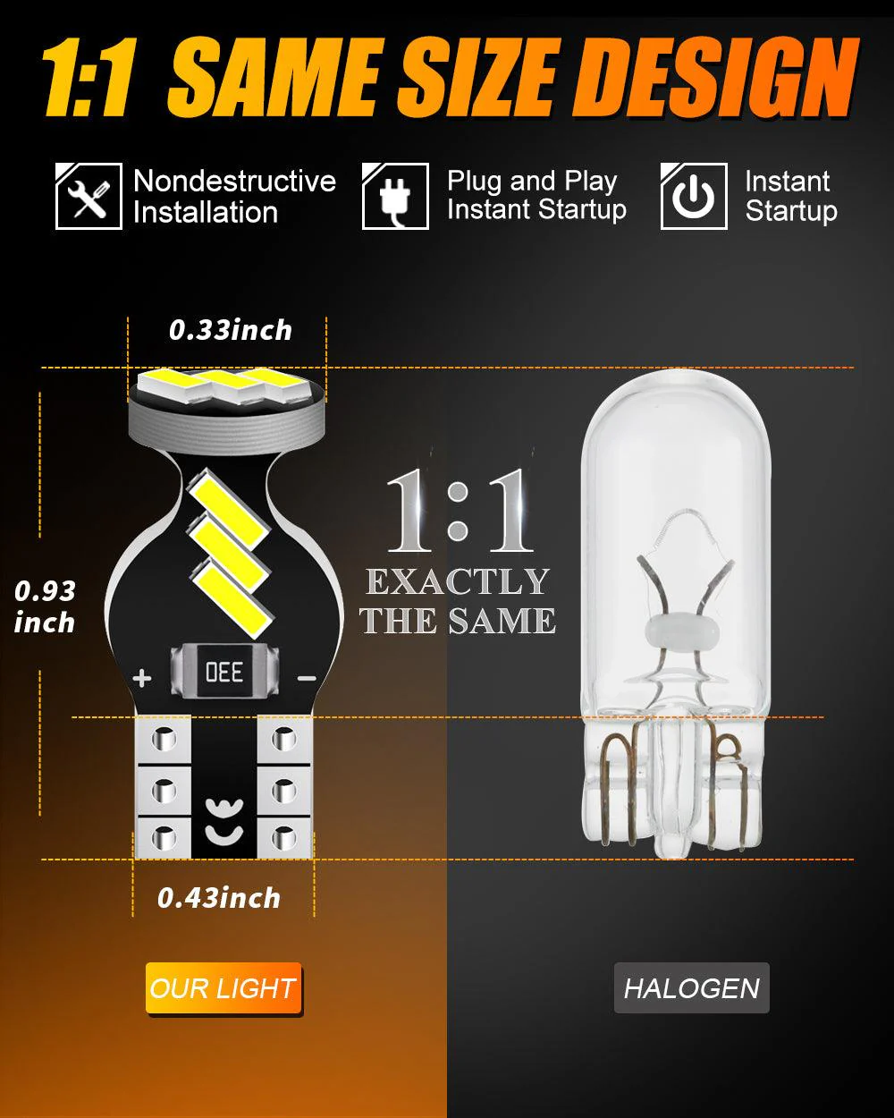 168 2825 W5W T10 LED Interior Light Bulbs 1.5W 300% Brighter 6500K White | 10 Bulbs - Image 11