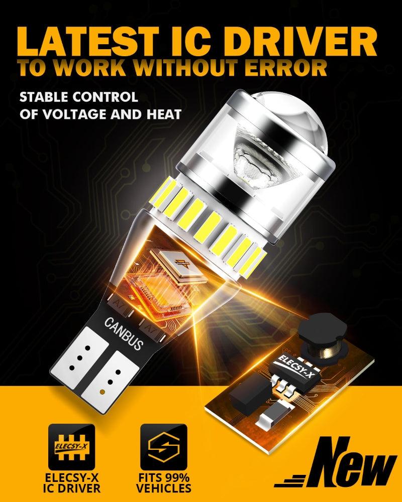 912 921 T15 W16W LED Backup/Brake/Tail Light Bulbs 10W 4000ML 6500K White B1 Series | 2 Bulbs - Image 5