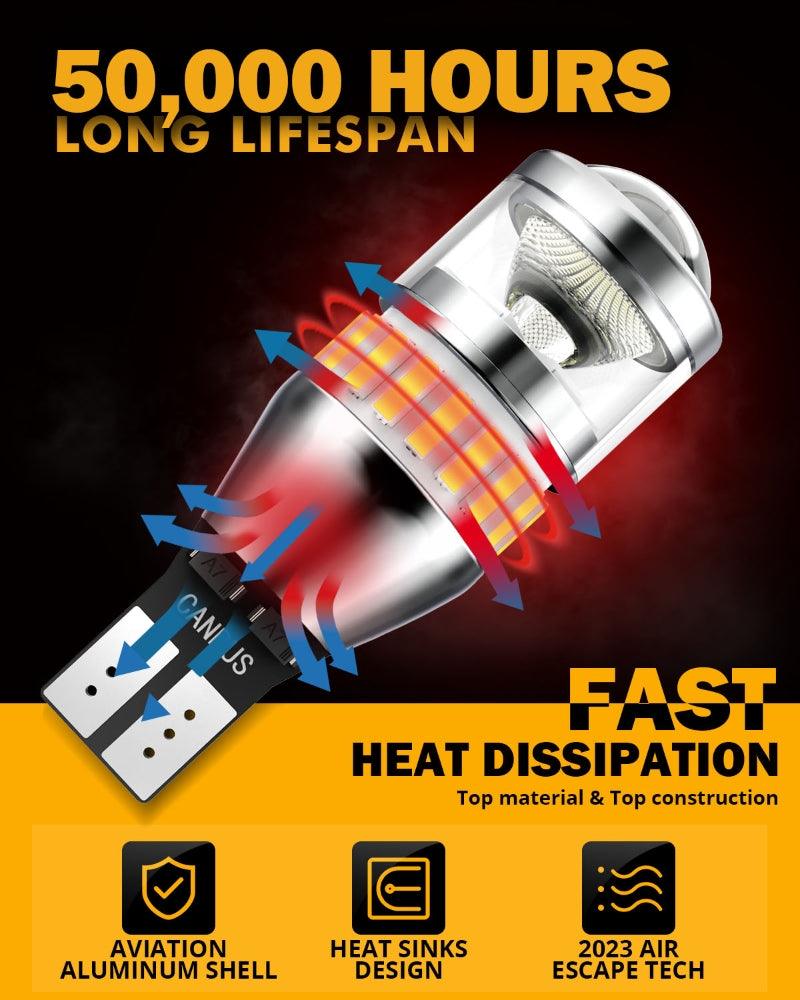 912 921 T15 W16W LED Backup/Brake/Tail Light Bulbs 10W 4000ML 6500K White B1 Series | 2 Bulbs - Image 8