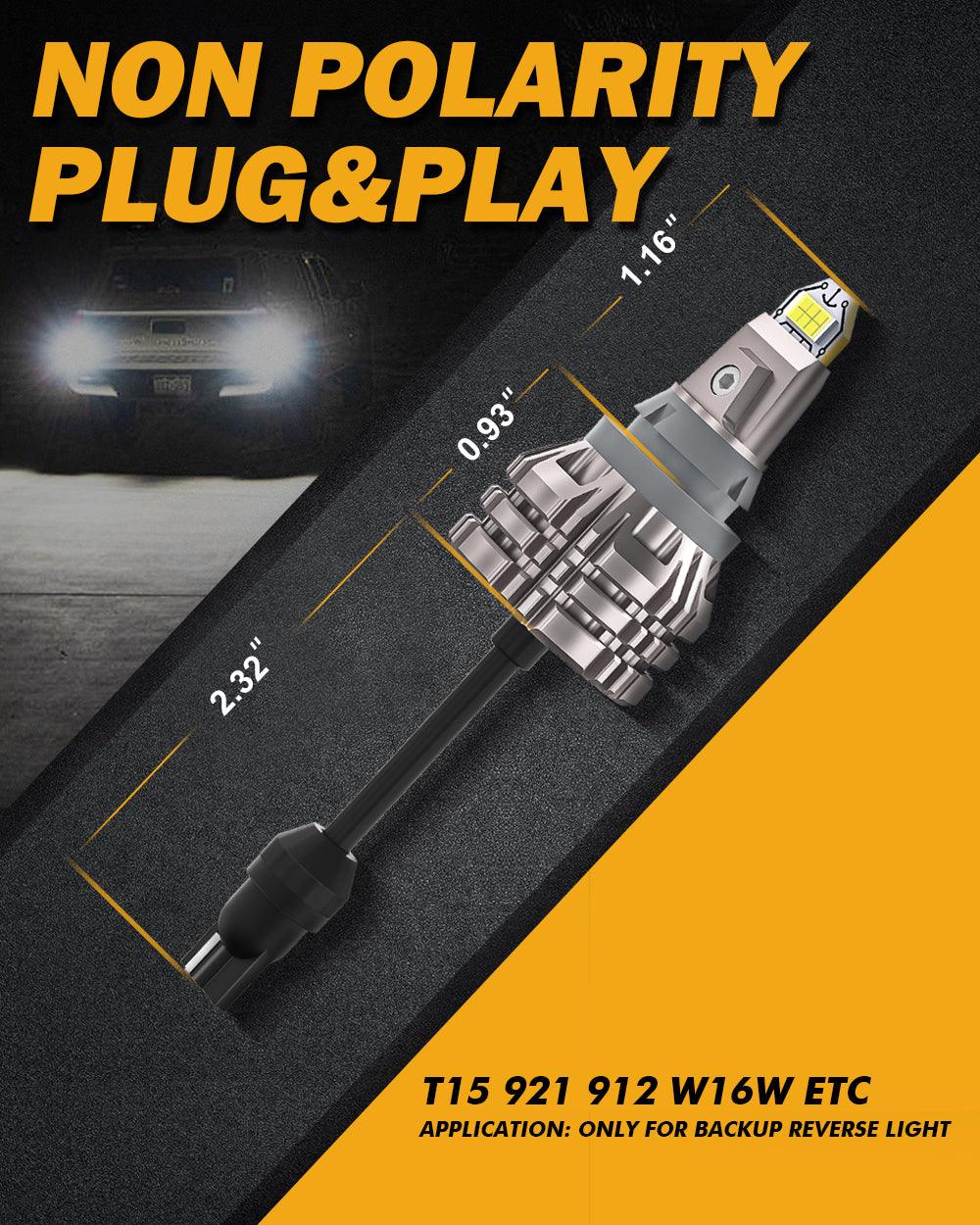 🔥912 921 T15 W16W LED Reverse Back-up Light Bulbs 44W 6000LM CAN-Bus Error Free 6500K White B2 Series | 2 Bulbs - Image 4