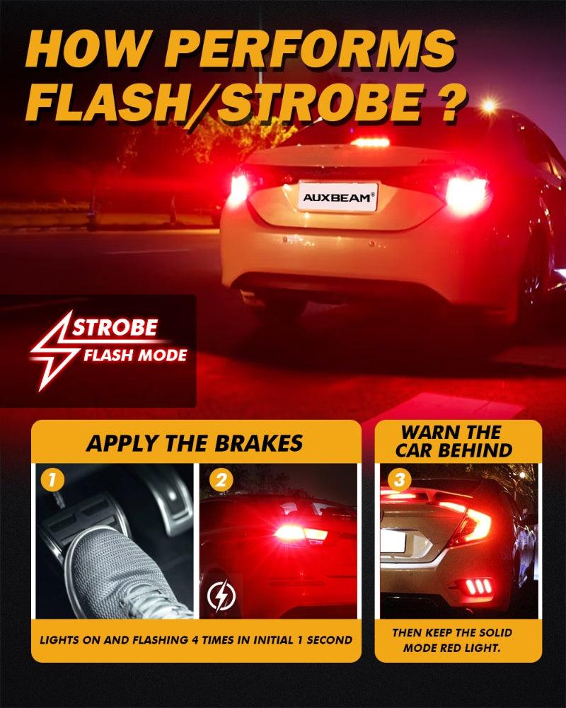 912 921 T15 W16W LED Strobe Flashing 3rd Brake Center High Mount Stop Light 20W 350% B3 Series | 2 Bulbs - Image 3