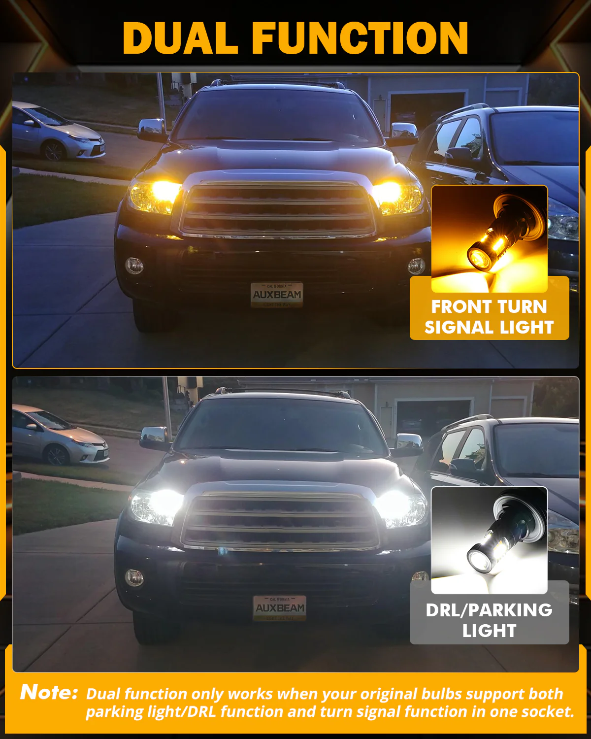T25 3157 3156 LED Front Turn Signal & DRL Light Bulbs 400% High Brightness Dual Color Switchback White & Amber B1B Series| 2 Bulbs - Image 5