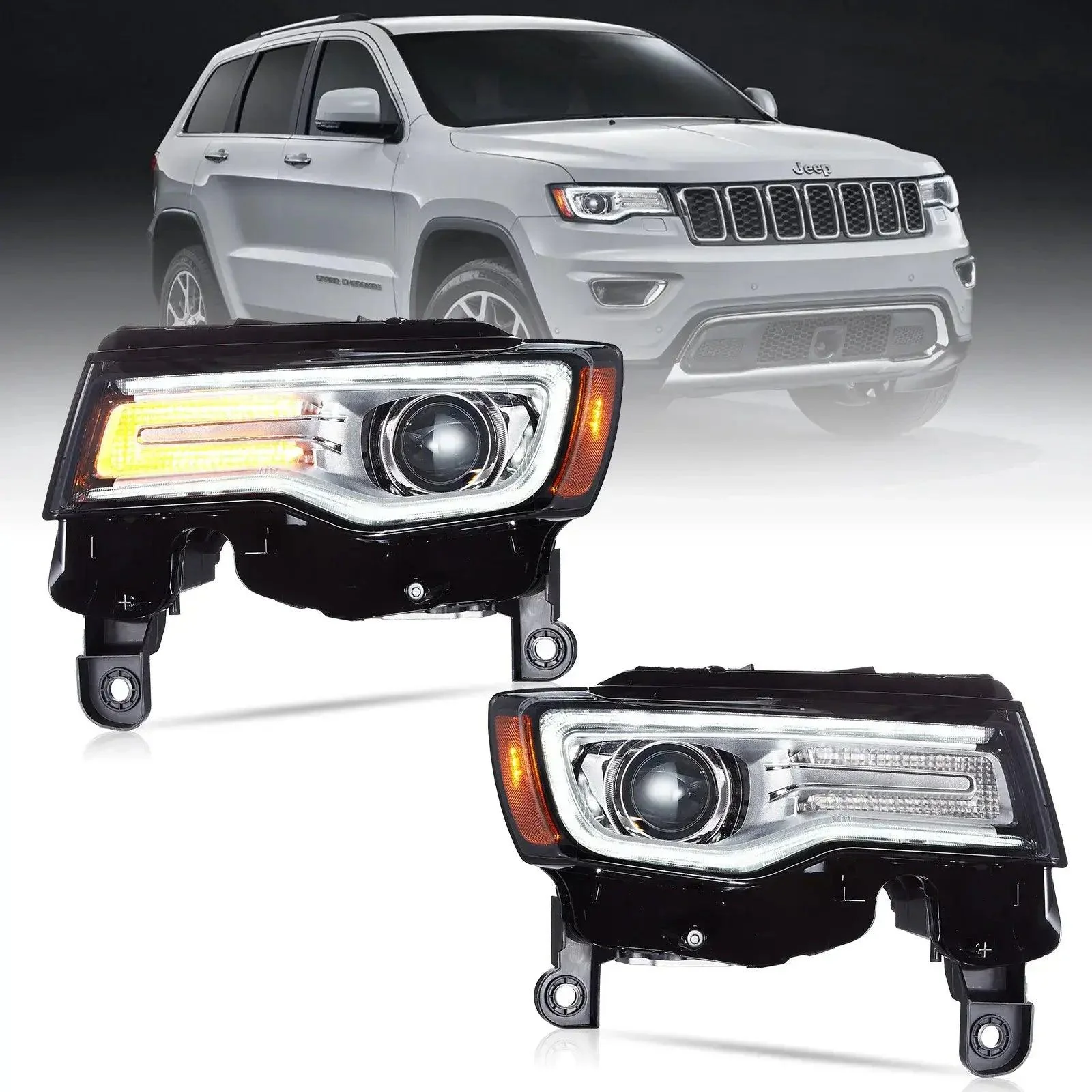 LED Headlight Assembly Full LED With Startup Animation/ Blue DRL For 2014-2022 Jeep Grand Cherokee (WK2） - Image 7