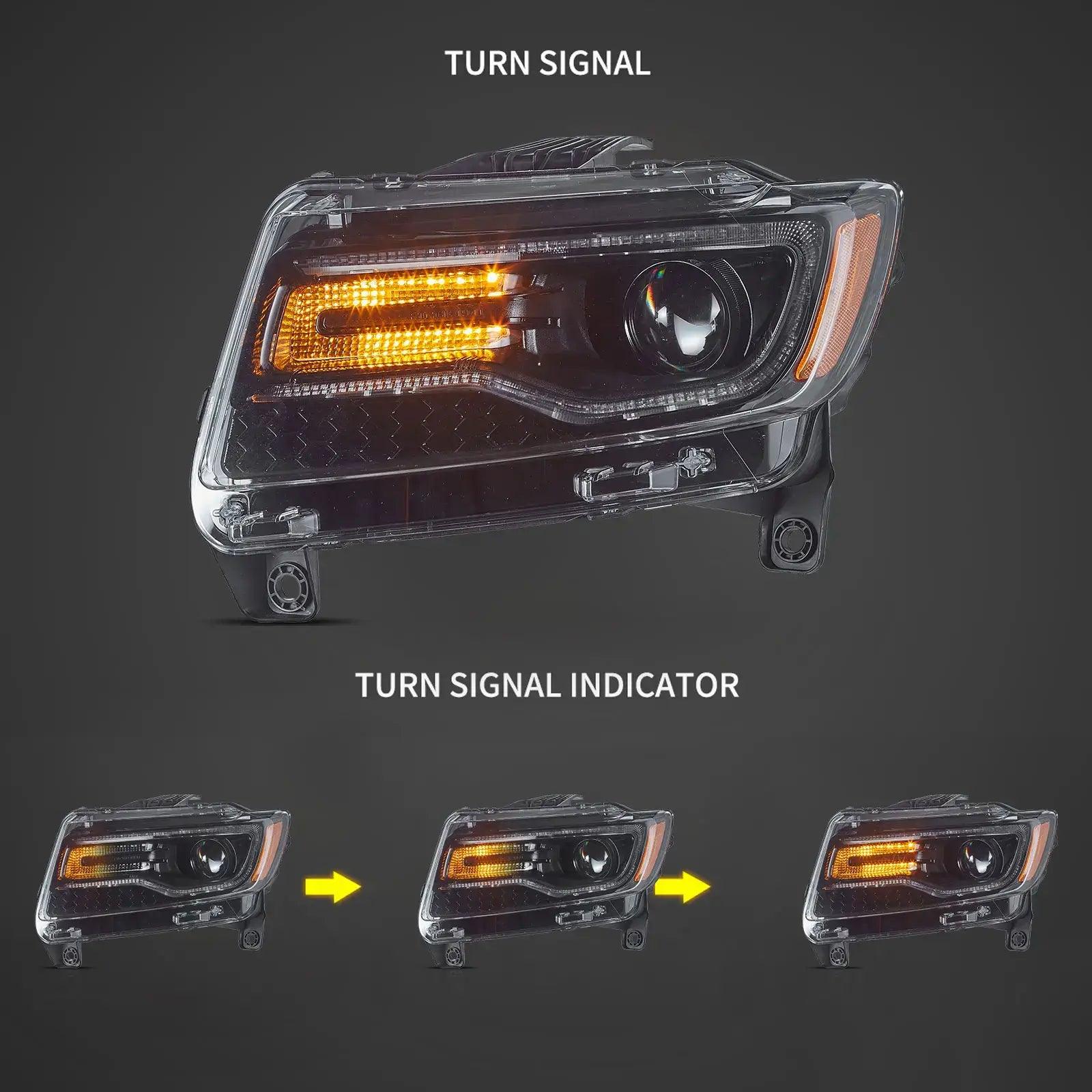 LED Headlight Assembly Full LED With Startup Animation/Blue DRL For 2011-2013 Jeep Grand Cherokee (WK2) - Image 3